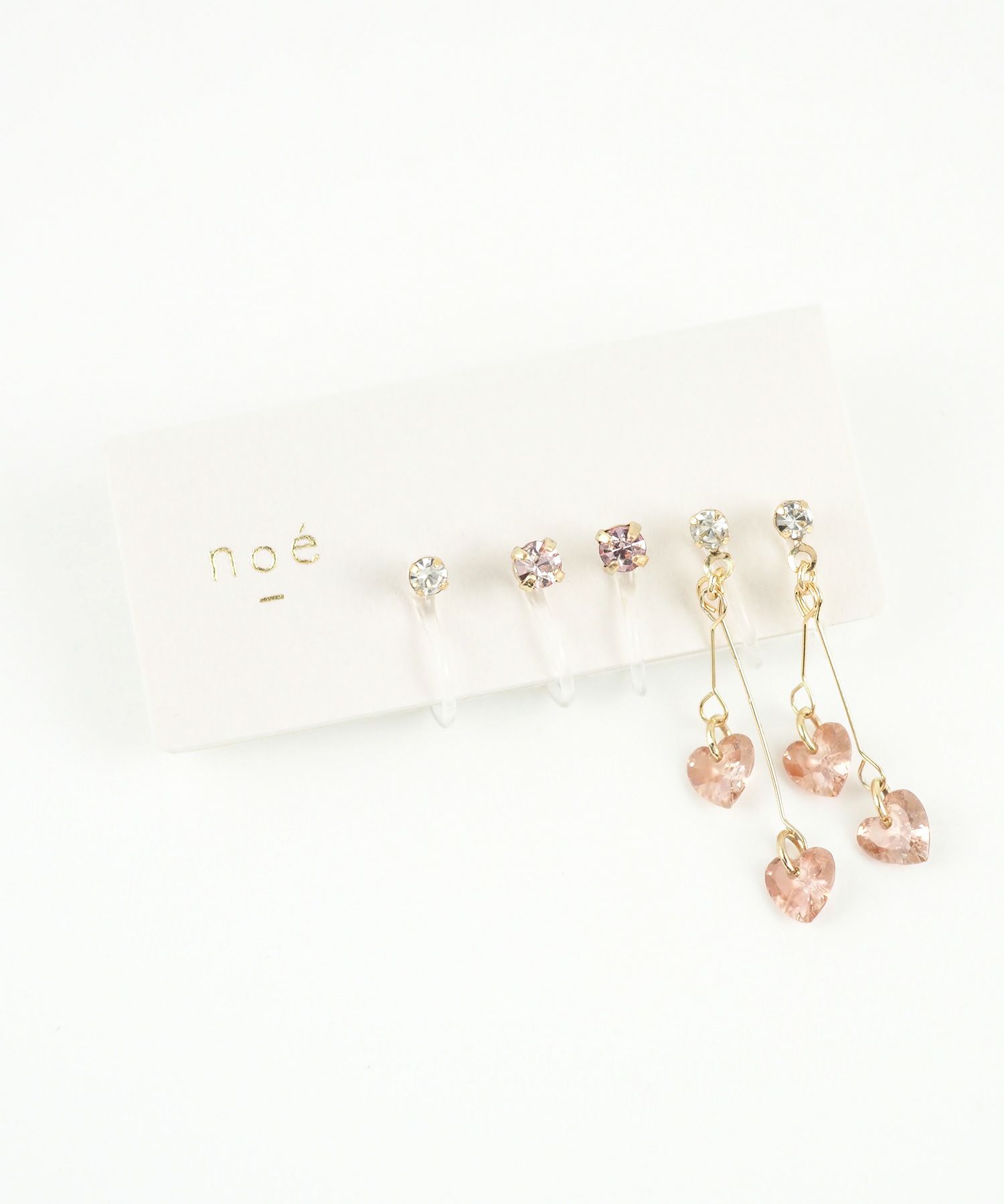 スイングダブルハートセット樹脂ノンホールイヤリング