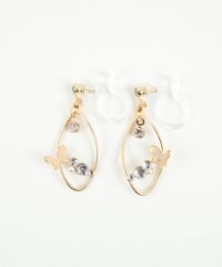 バタフライストーン樹脂ノンホールイヤリング