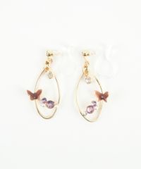 バタフライストーン樹脂ノンホールイヤリング