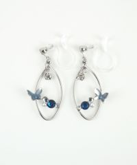 バタフライストーン樹脂ノンホールイヤリング