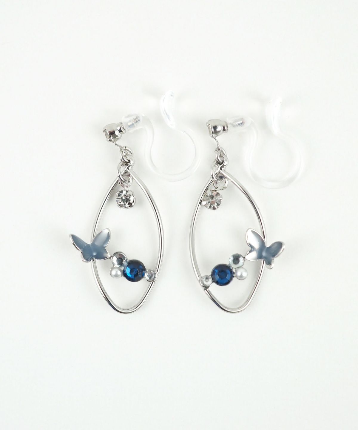 バタフライストーン樹脂ノンホールイヤリング