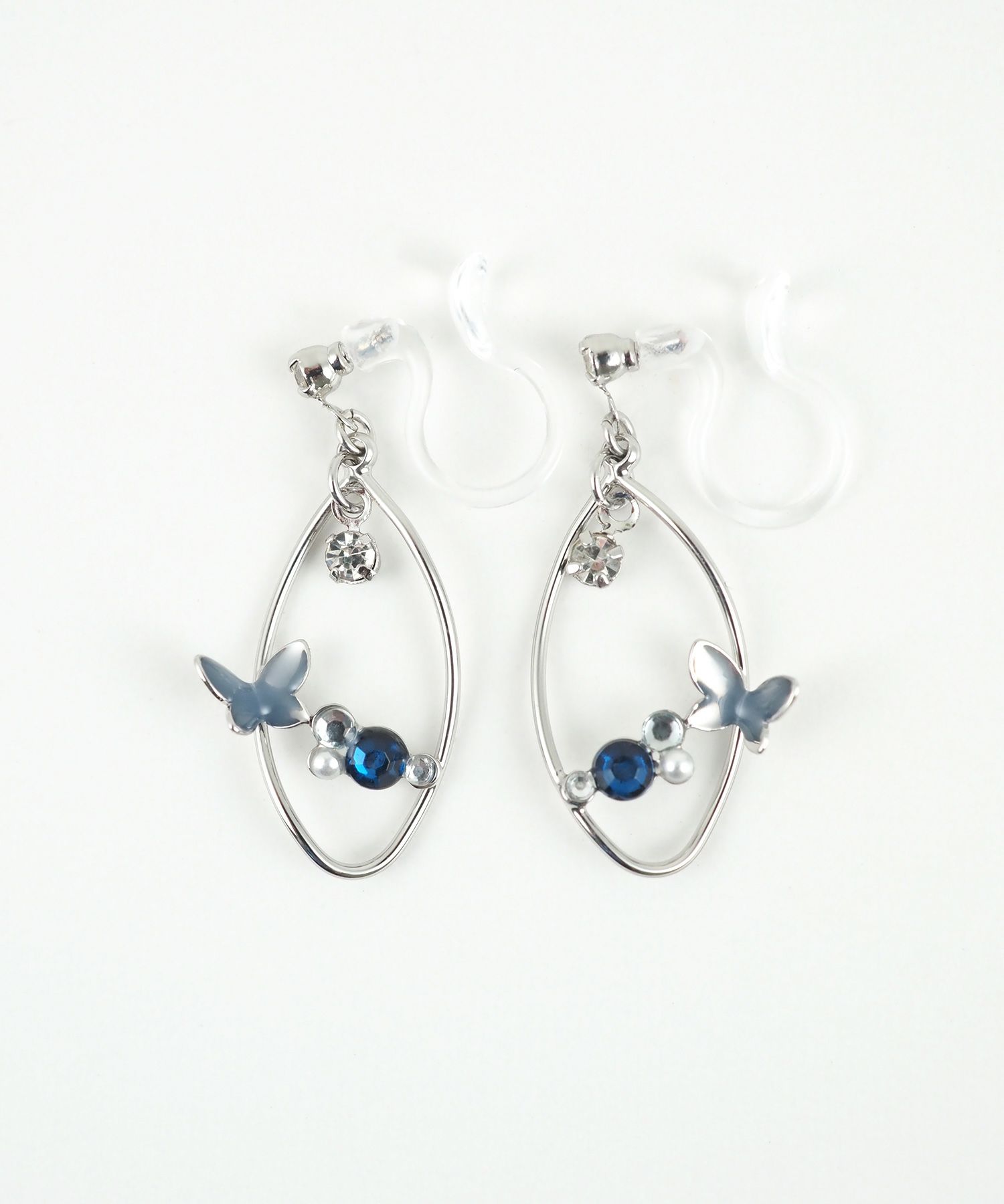 バタフライストーン樹脂ノンホールイヤリング