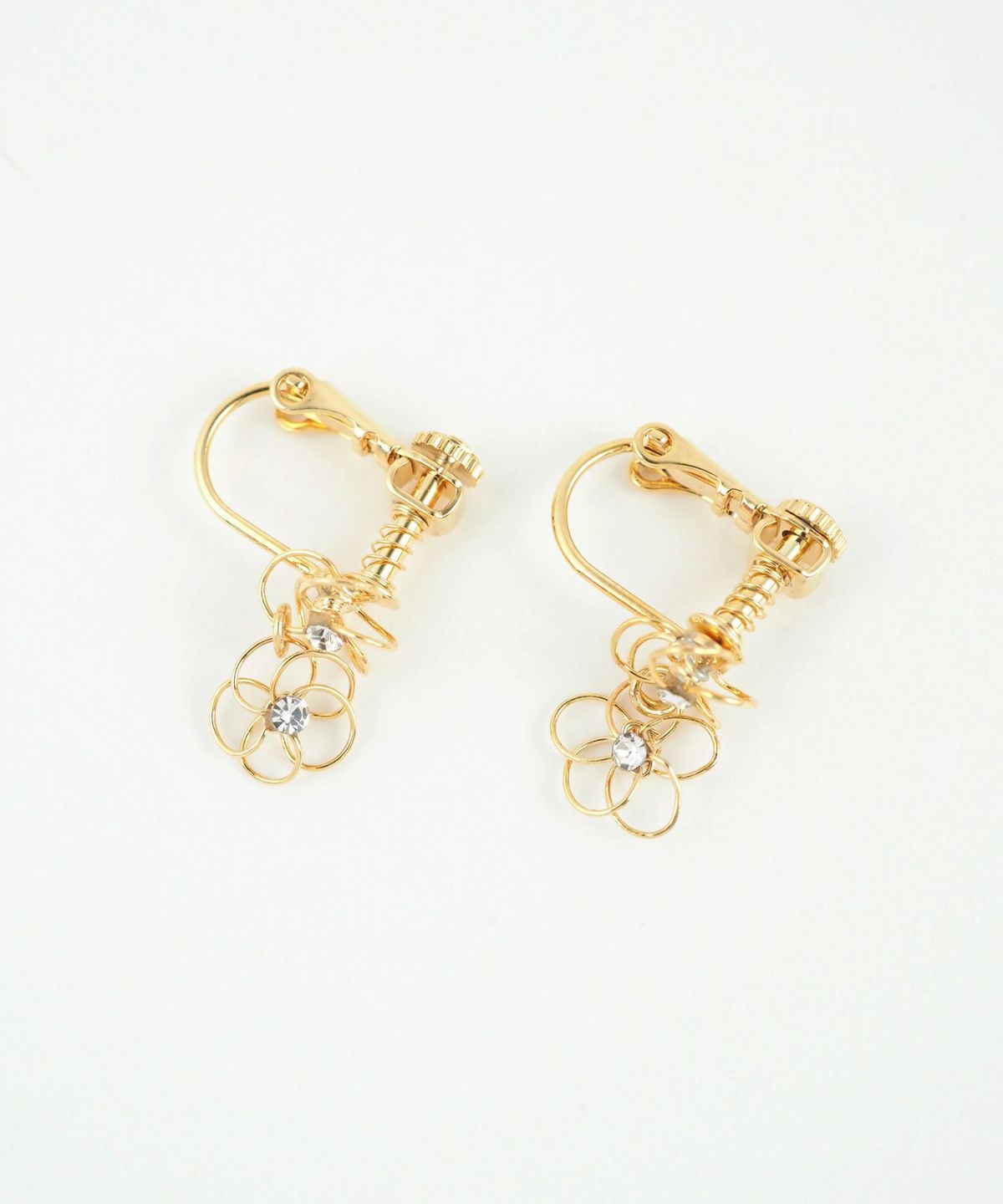 2連ワイヤーフラワーIMFスプリングイヤリング