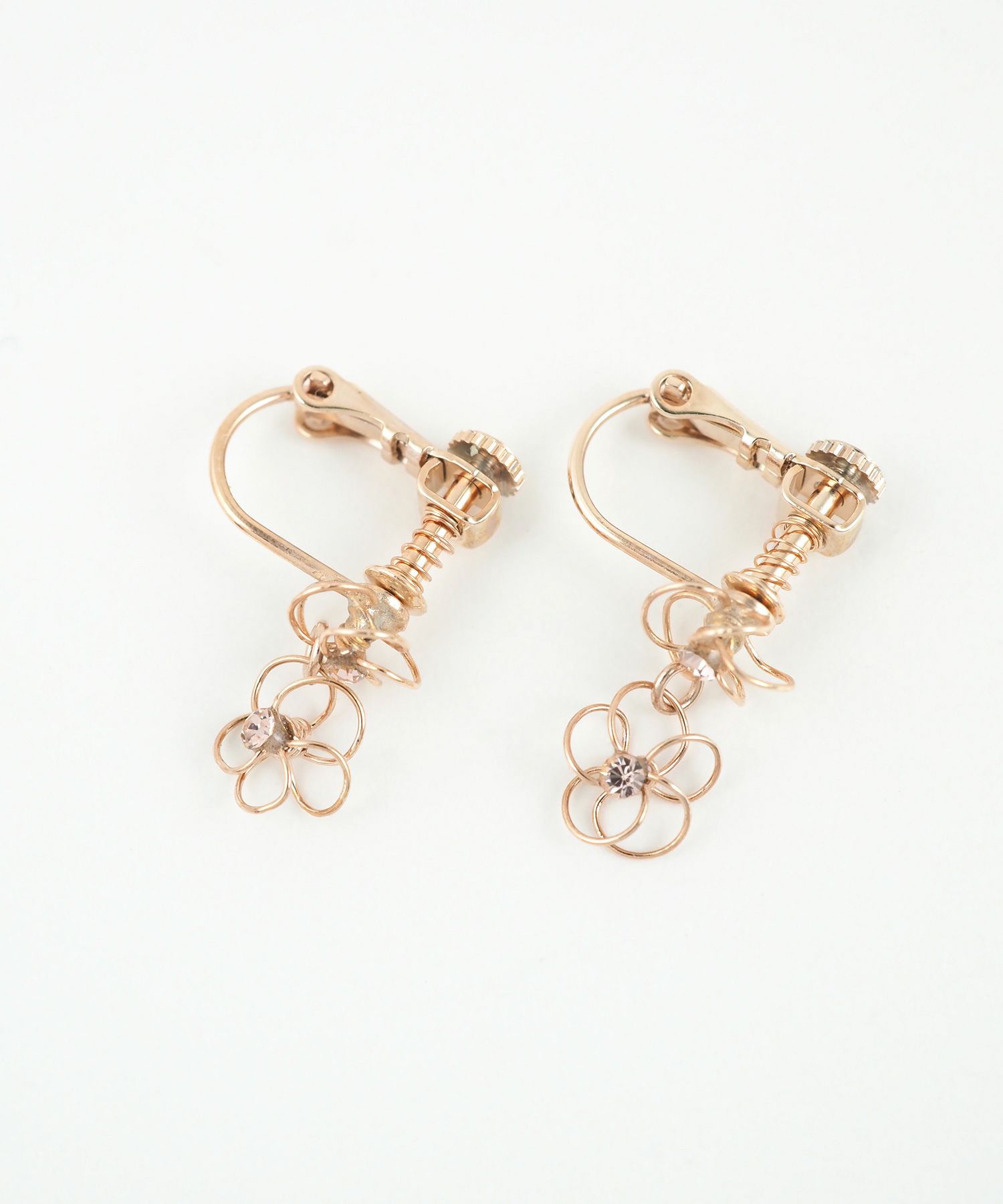 2連ワイヤーフラワーIMFスプリングイヤリング