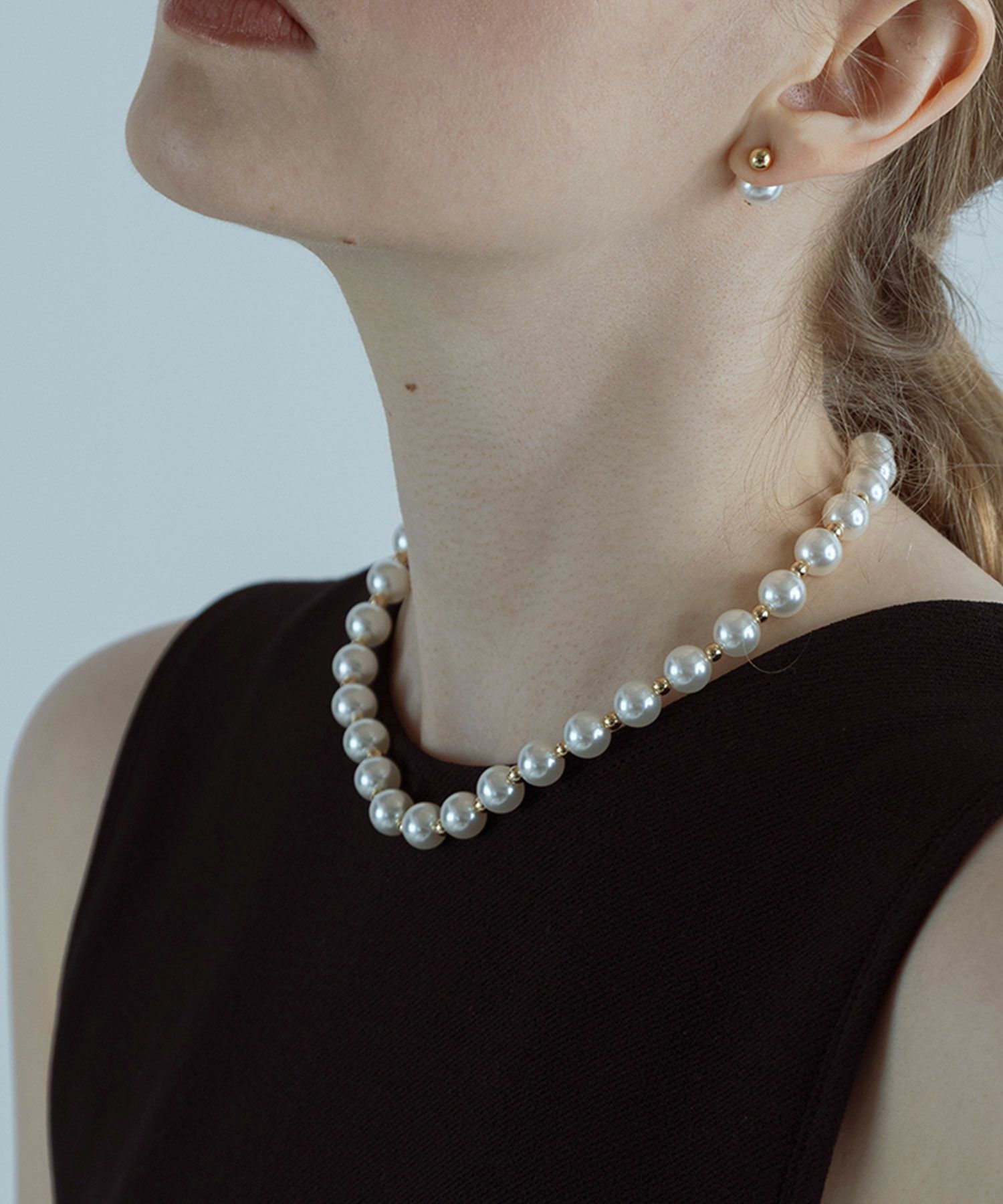 パール×メタルボールショートネックレス【MUK voyalibre】