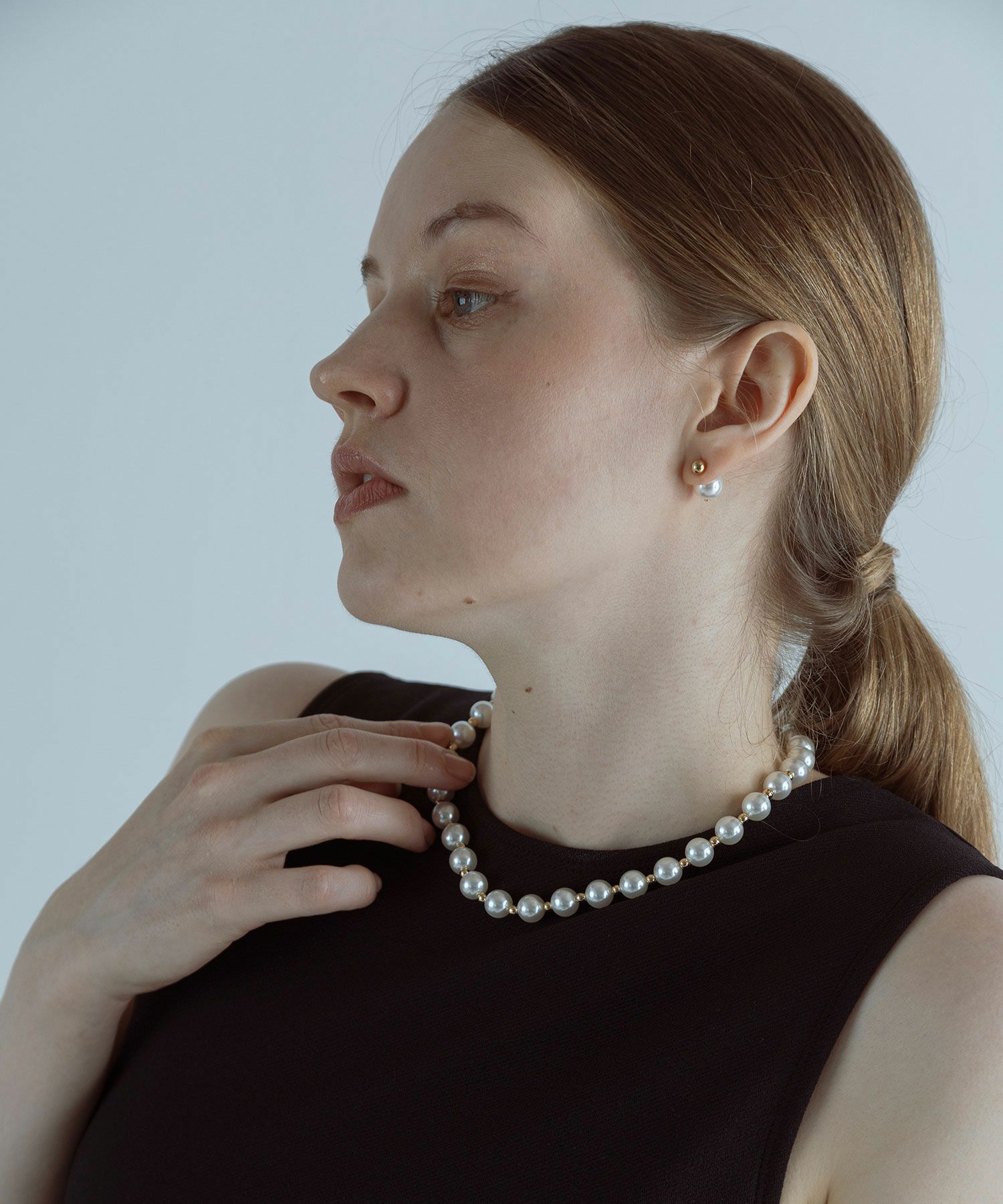 パール×メタルボールショートネックレス【MUK voyalibre】