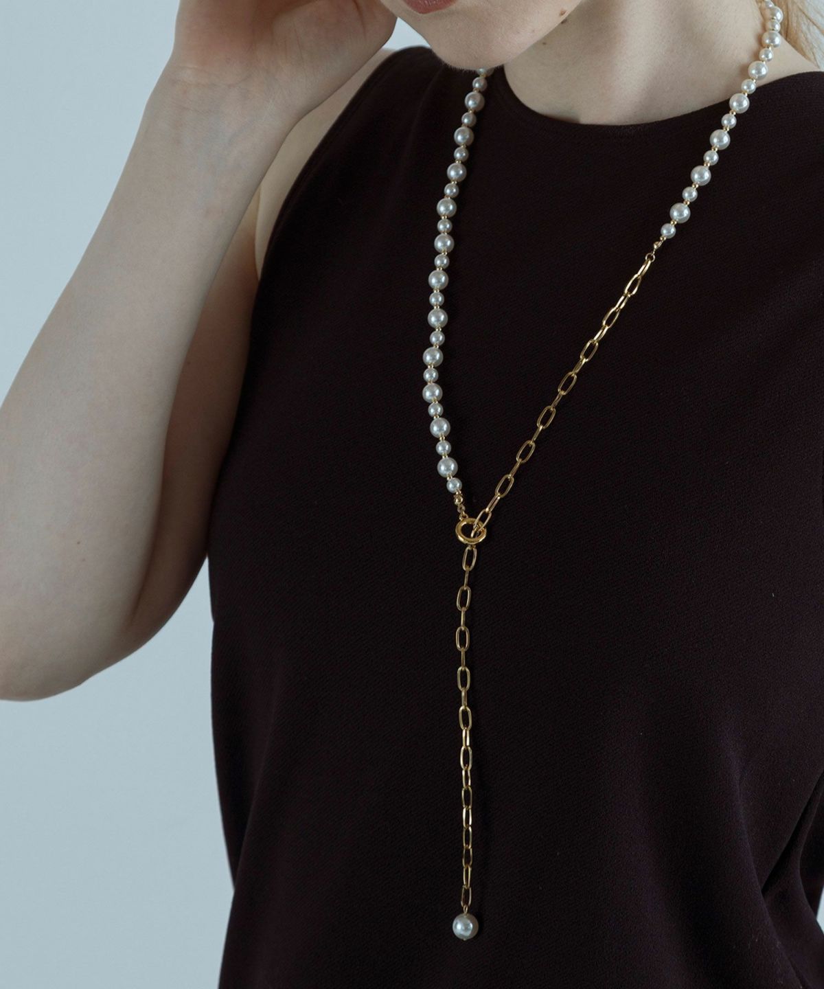 パール×メタルボールロングネックレス【MUK voyalibre】