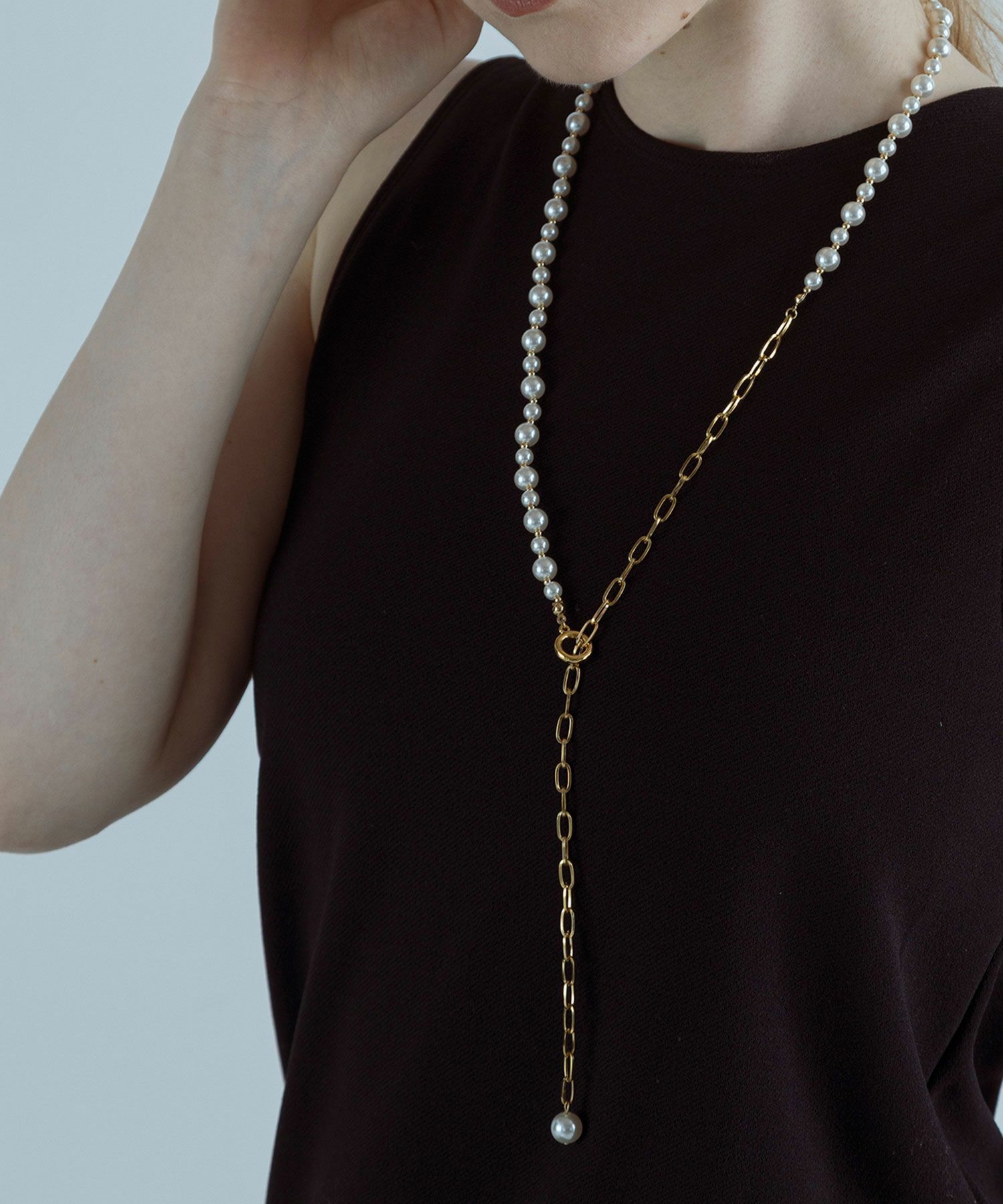 パール×メタルボールロングネックレス【MUK voyalibre】