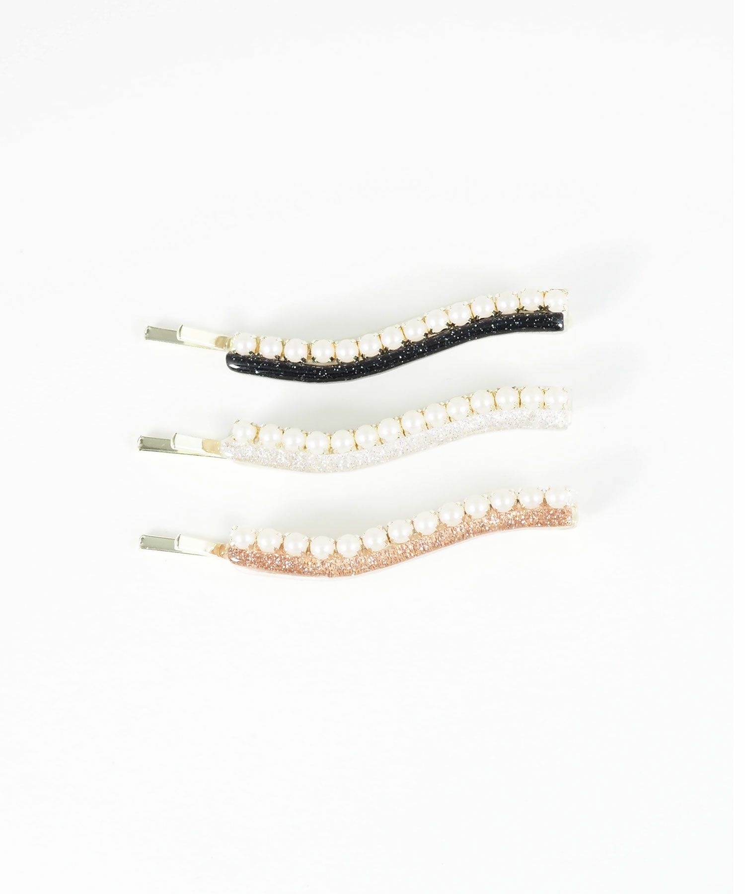 ラメウェーブラインパールセットピン