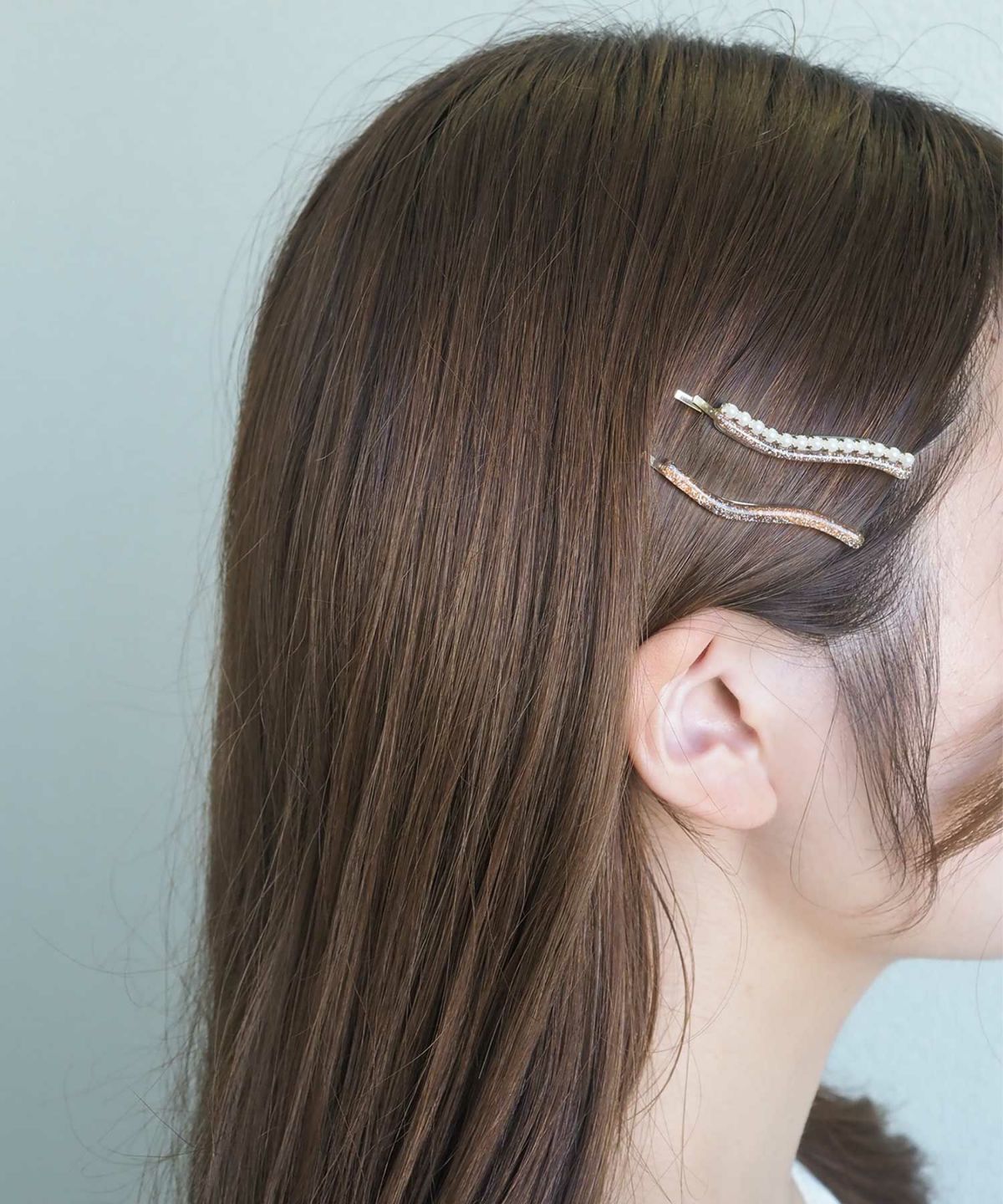 ラメウェーブラインパールセットピン