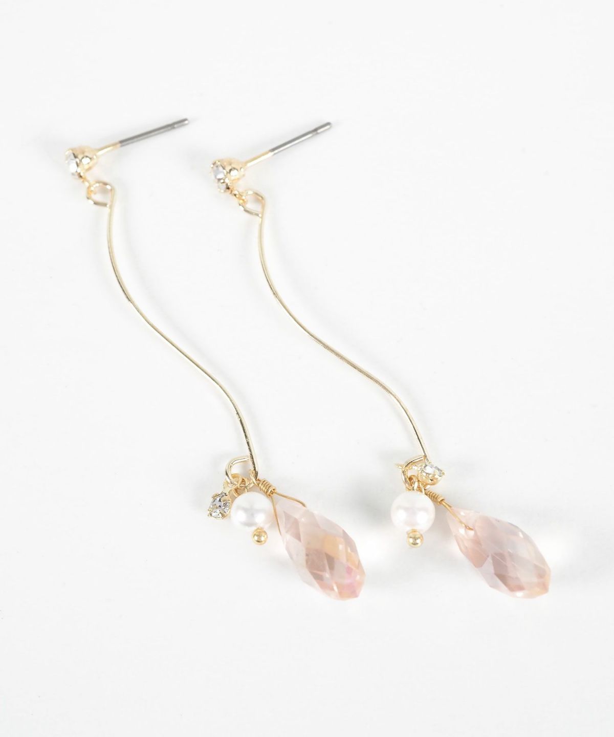 ウェーブドロップストーンピアス【Stella Aura】