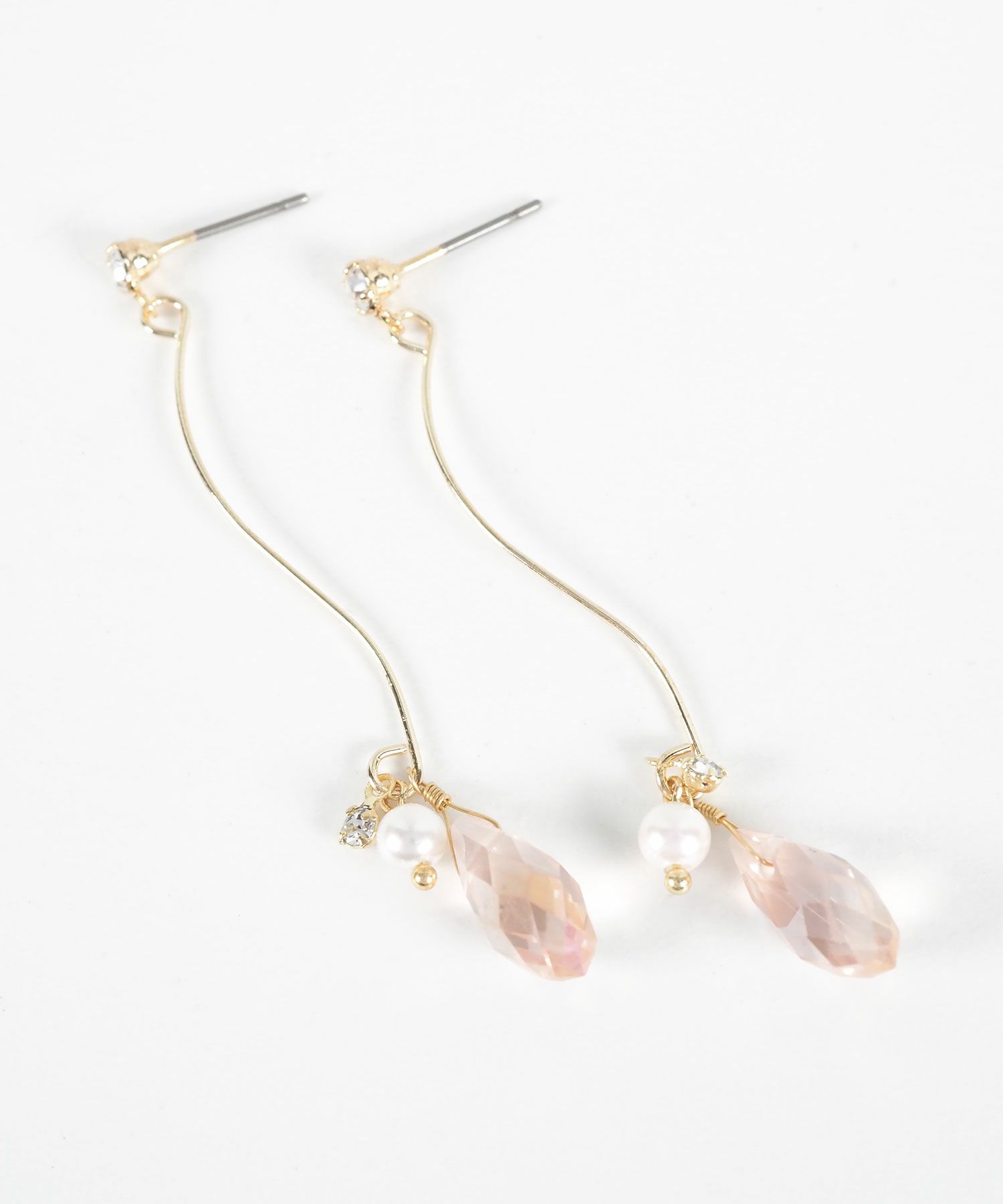 ウェーブドロップストーンピアス【Stella Aura】