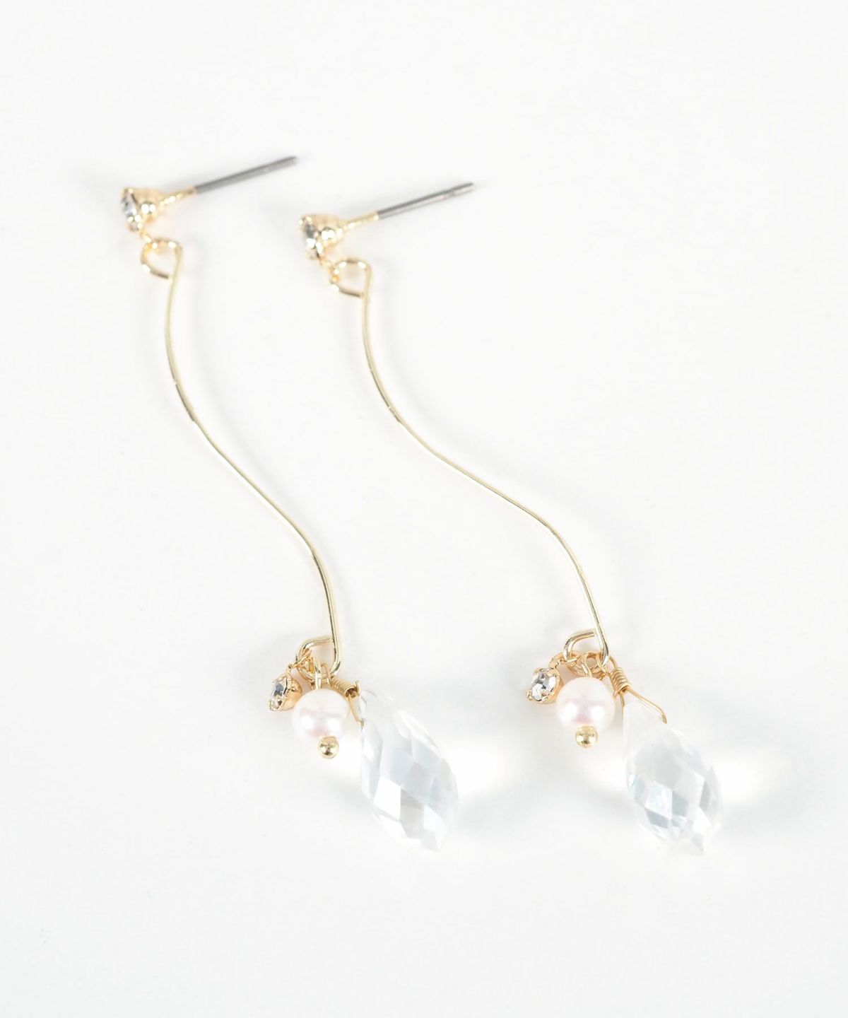 ウェーブドロップストーンピアス【Stella Aura】