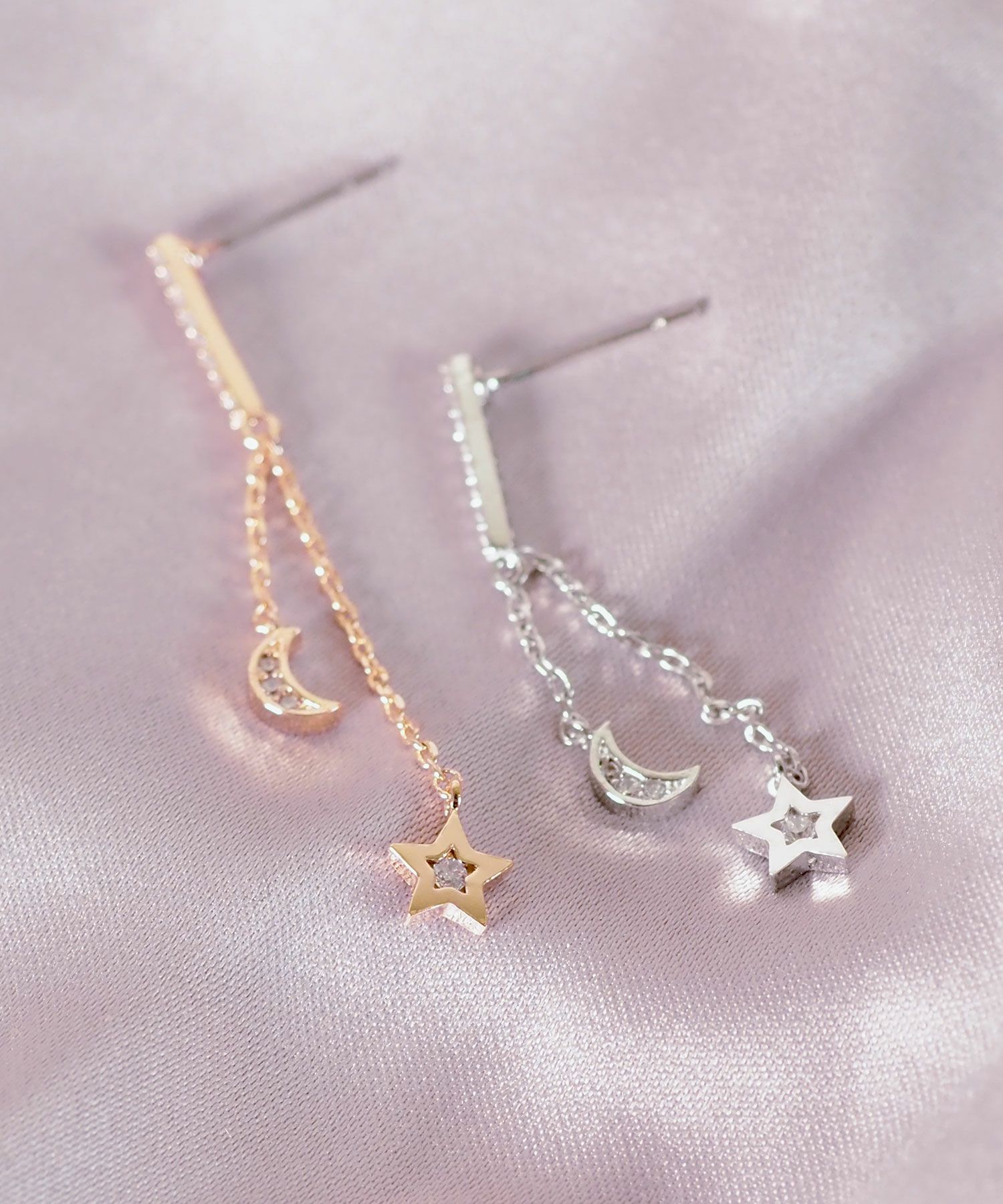 ムーンスターチェーンピアス【Stella Aura】