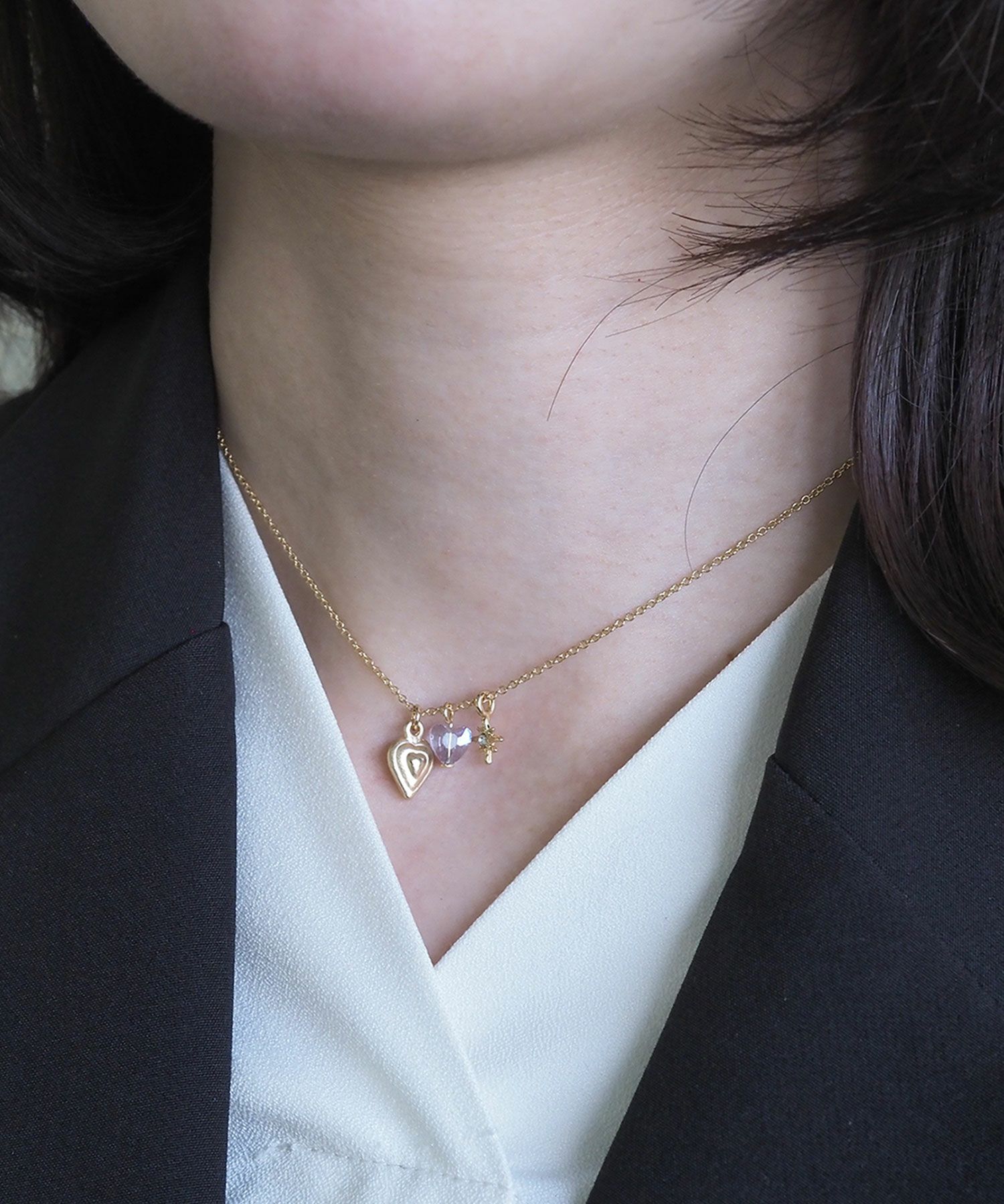 ダブルハートステラネックレス【Stella Aura】