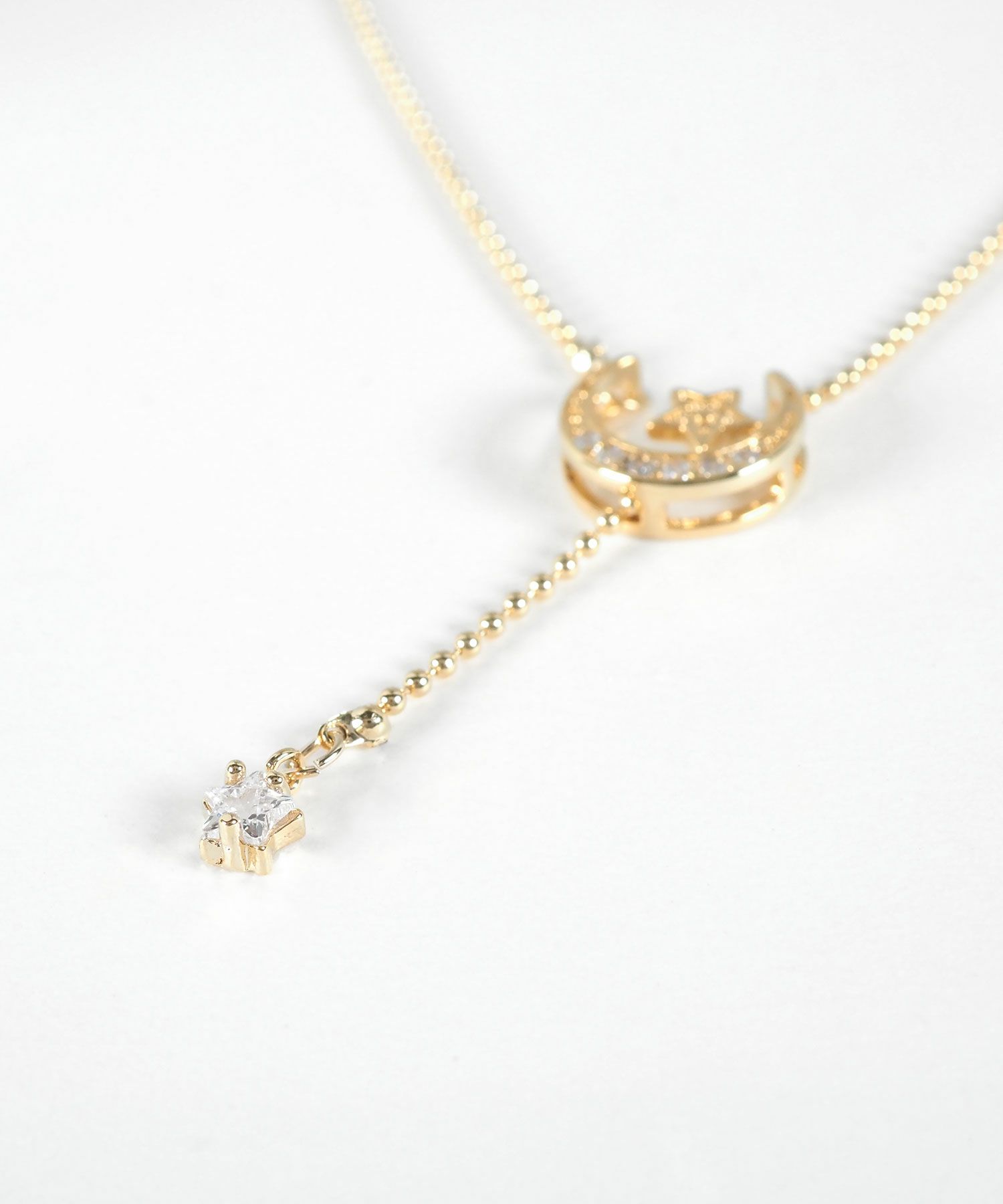 スタームーンボールチェーンY字ネックレス【Stella Aura】