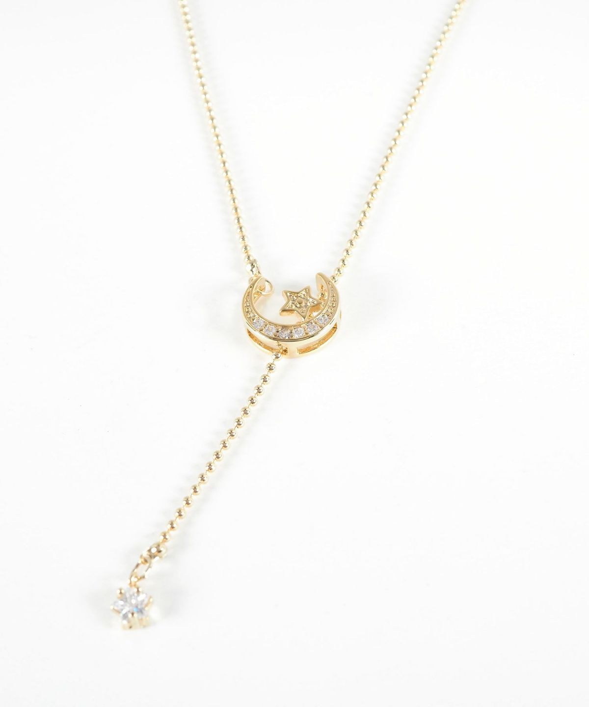 スタームーンボールチェーンY字ネックレス【Stella Aura】