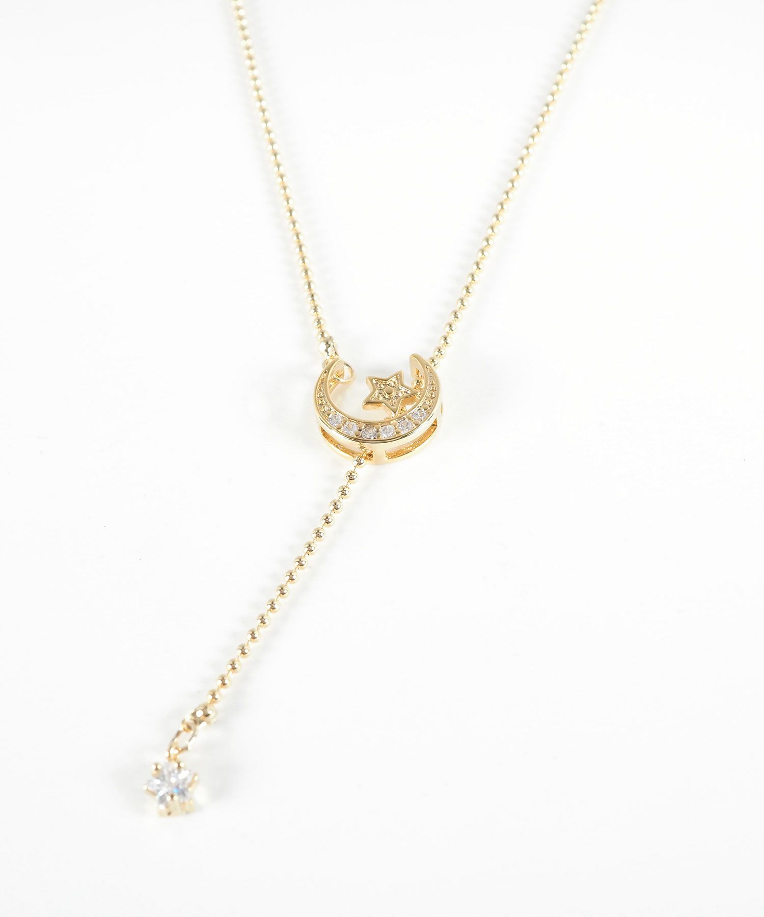 スタームーンボールチェーンY字ネックレス【Stella Aura】