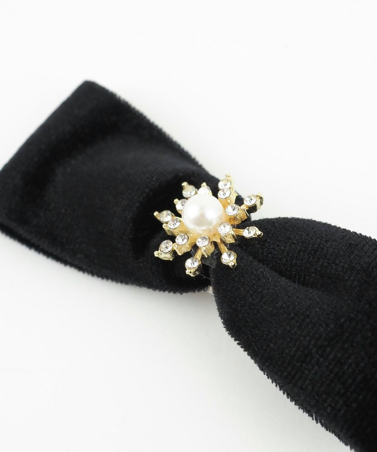 ビジューベロアリボンヘアクリップ