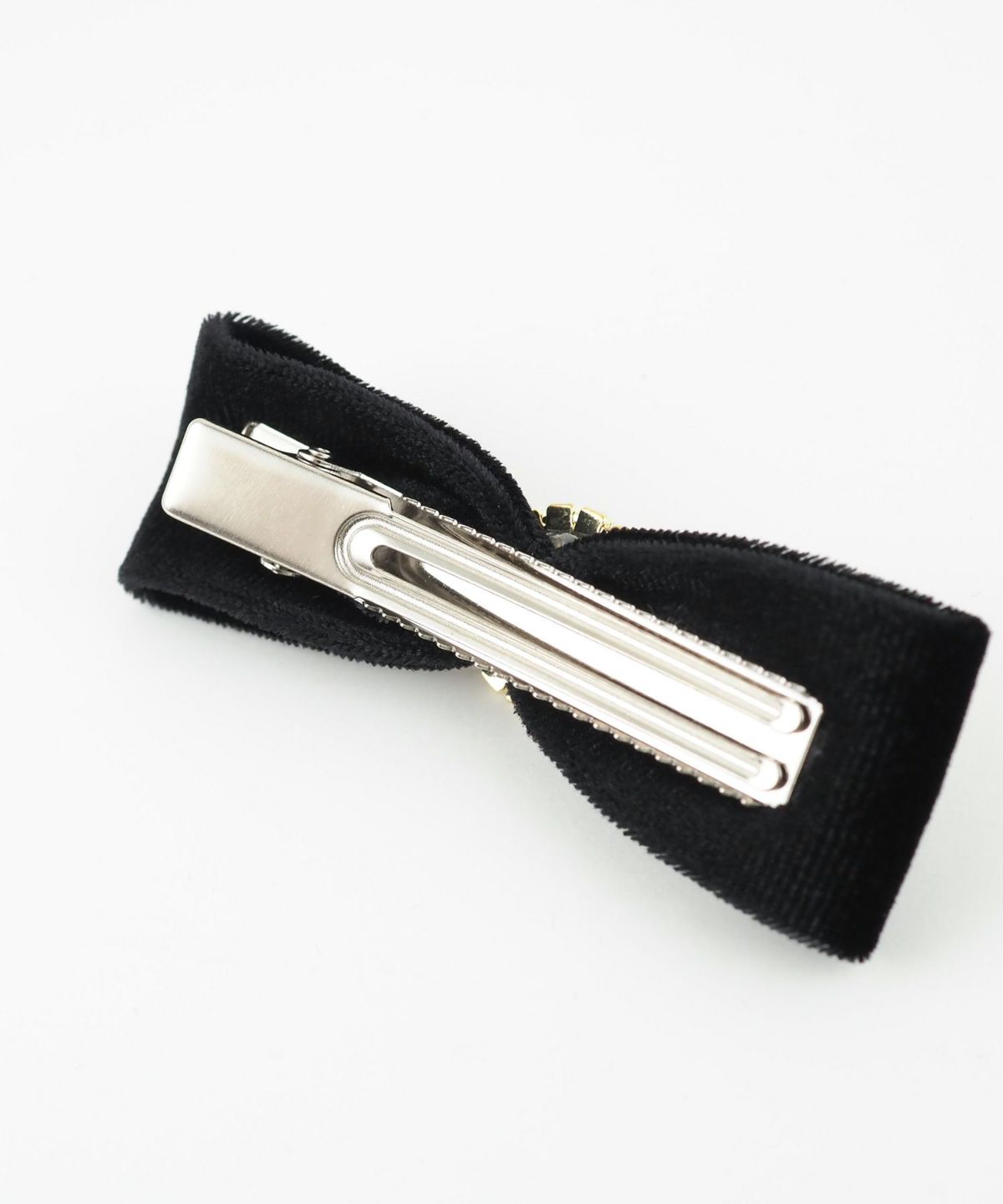 ビジューベロアリボンヘアクリップ