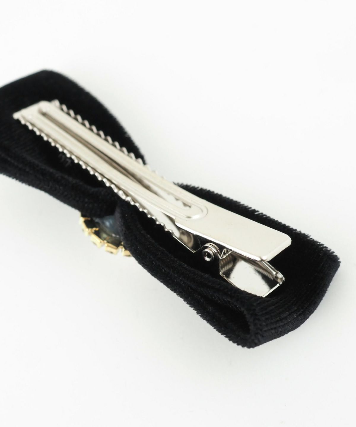 ビジューベロアリボンヘアクリップ