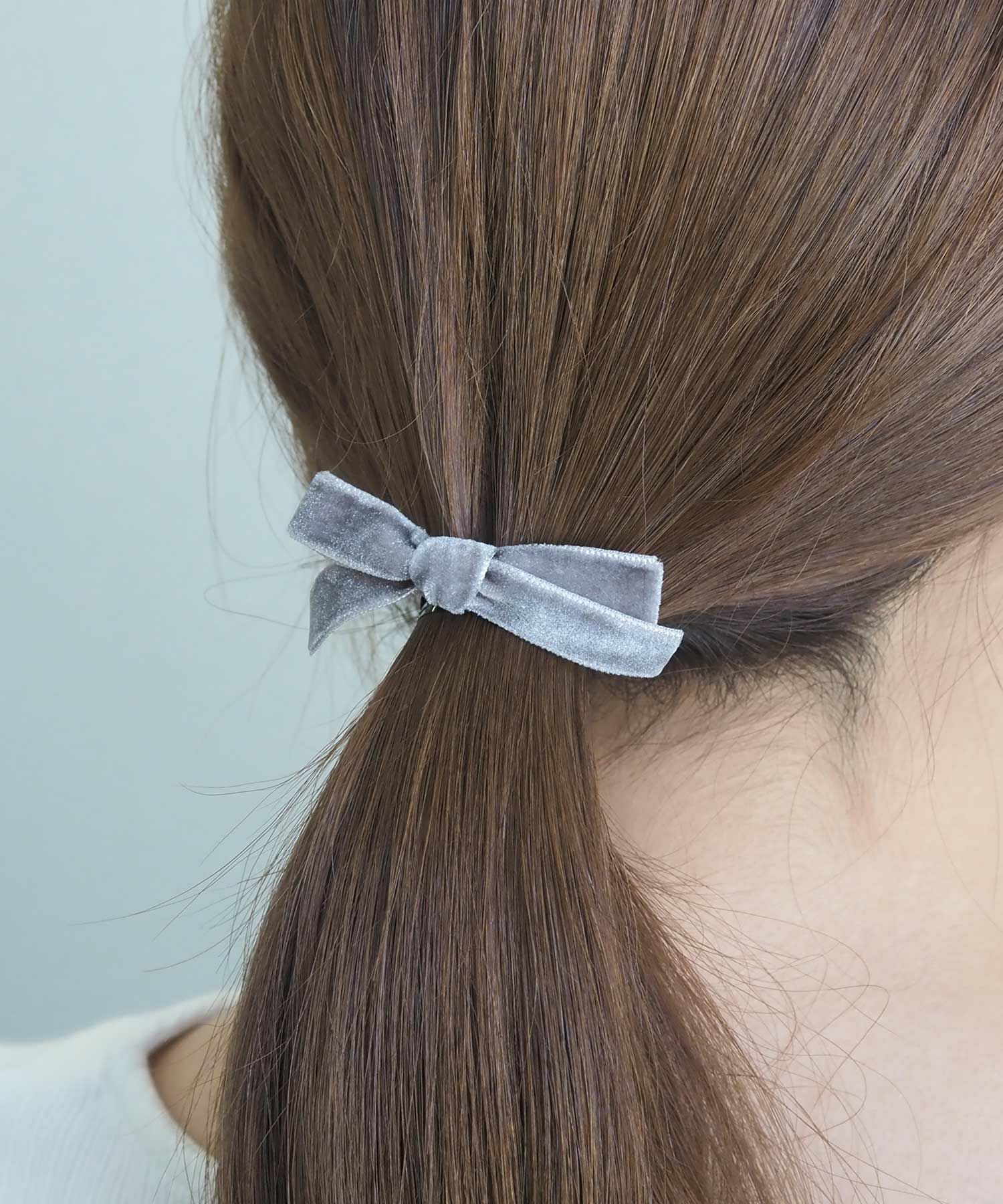 ベロアミニリボンポニーフック