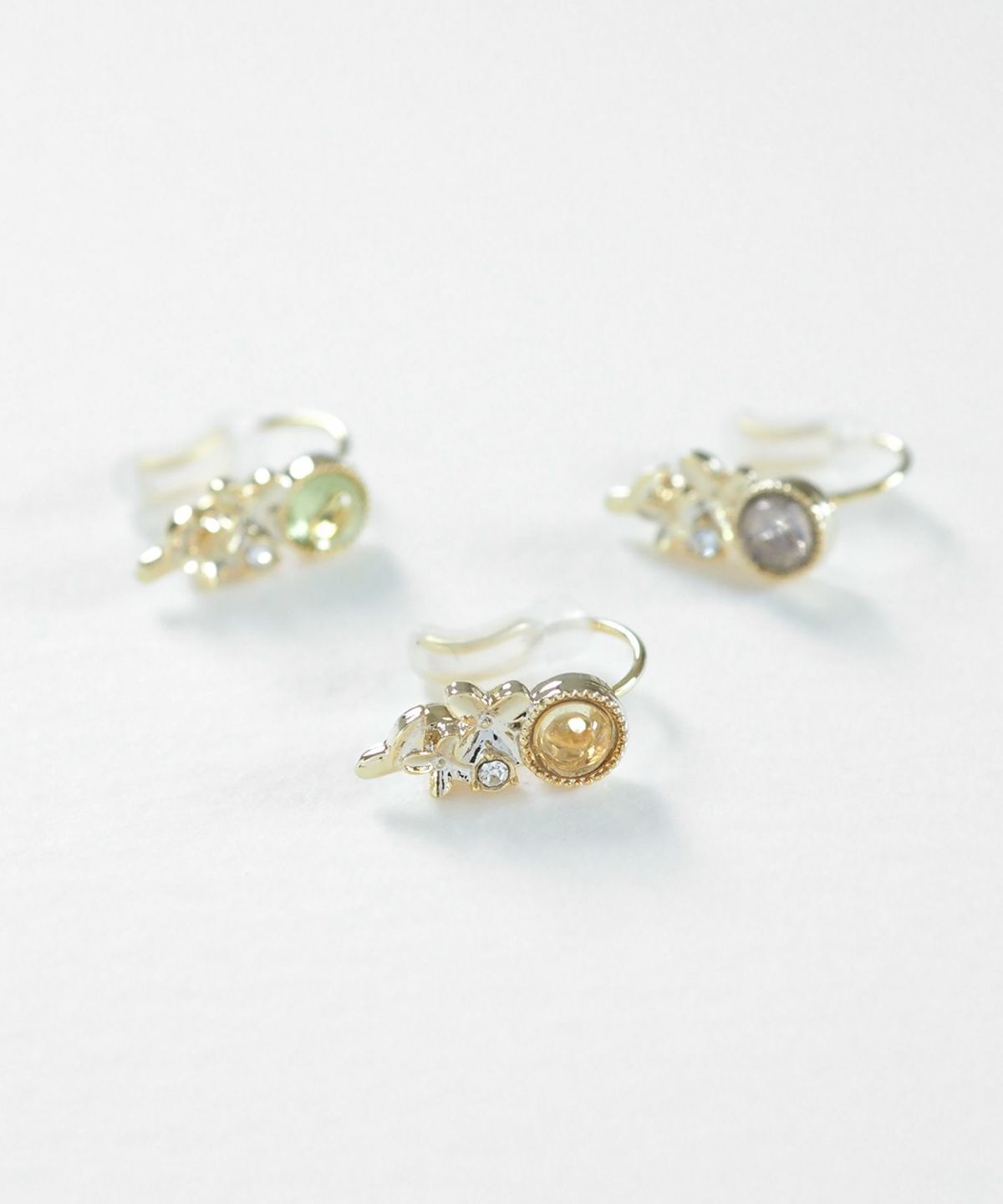 ナチュラルストーンキンモクセイノンホールイヤリング【MUK Dreamy stone】