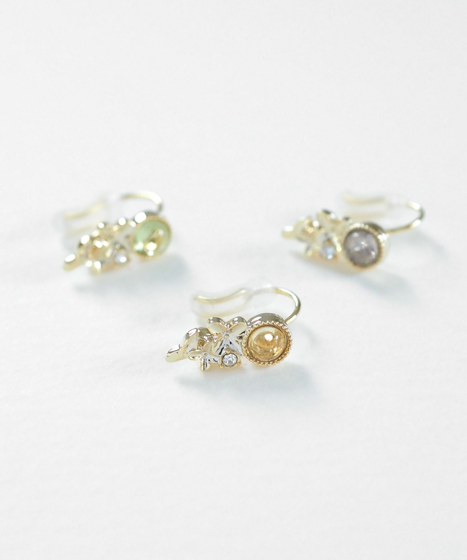 ナチュラルストーンキンモクセイノンホールイヤリング【MUK Dreamy stone】