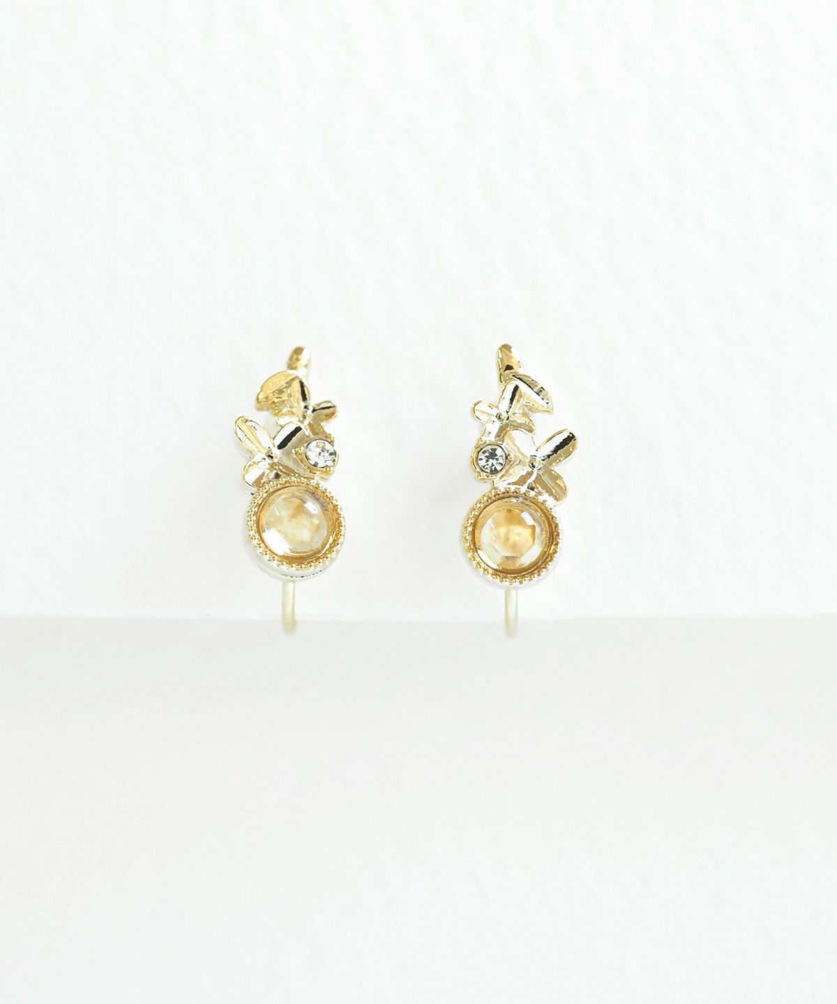 ナチュラルストーンキンモクセイノンホールイヤリング【MUK Dreamy stone】