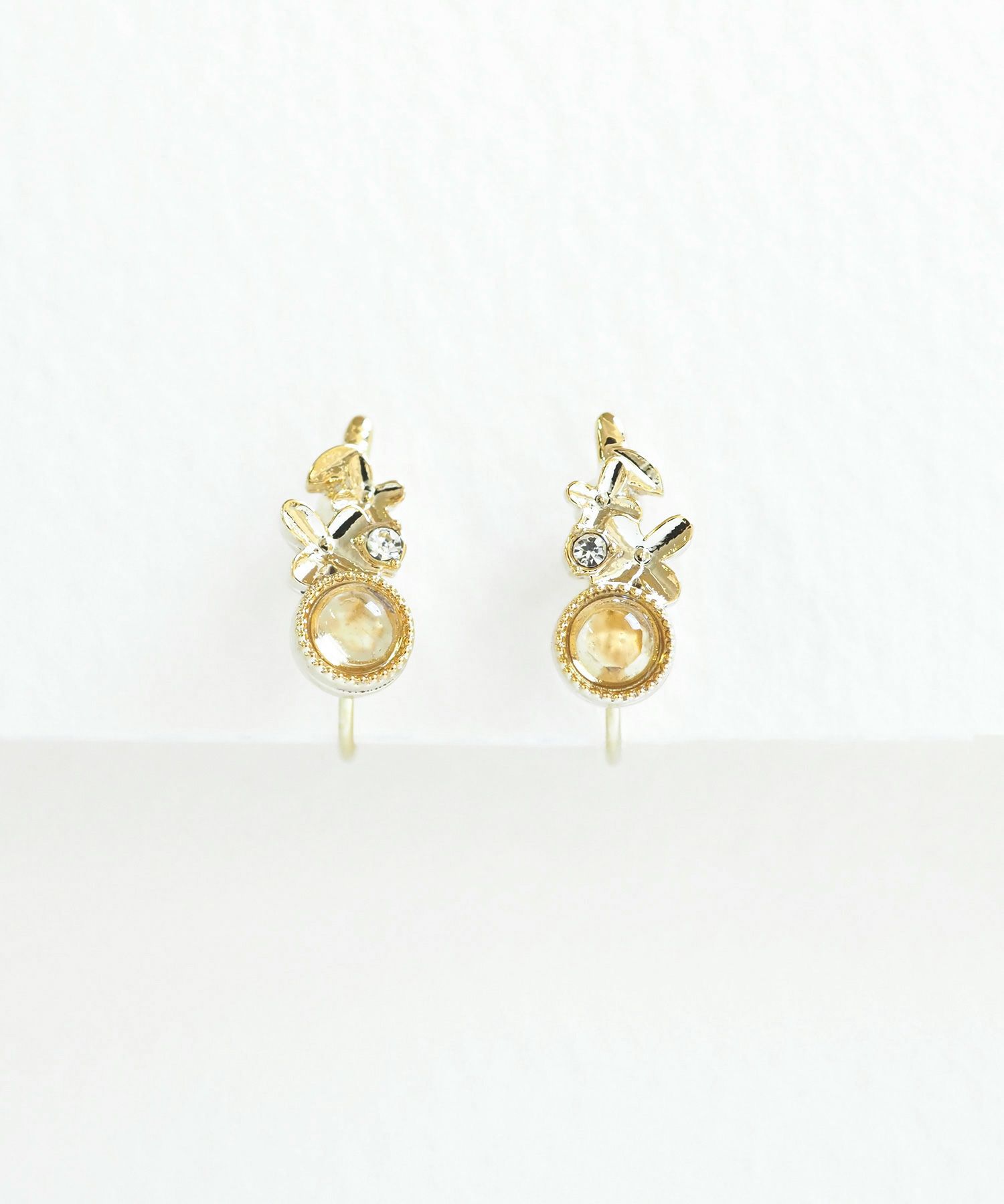 ナチュラルストーンキンモクセイノンホールイヤリング【MUK Dreamy stone】