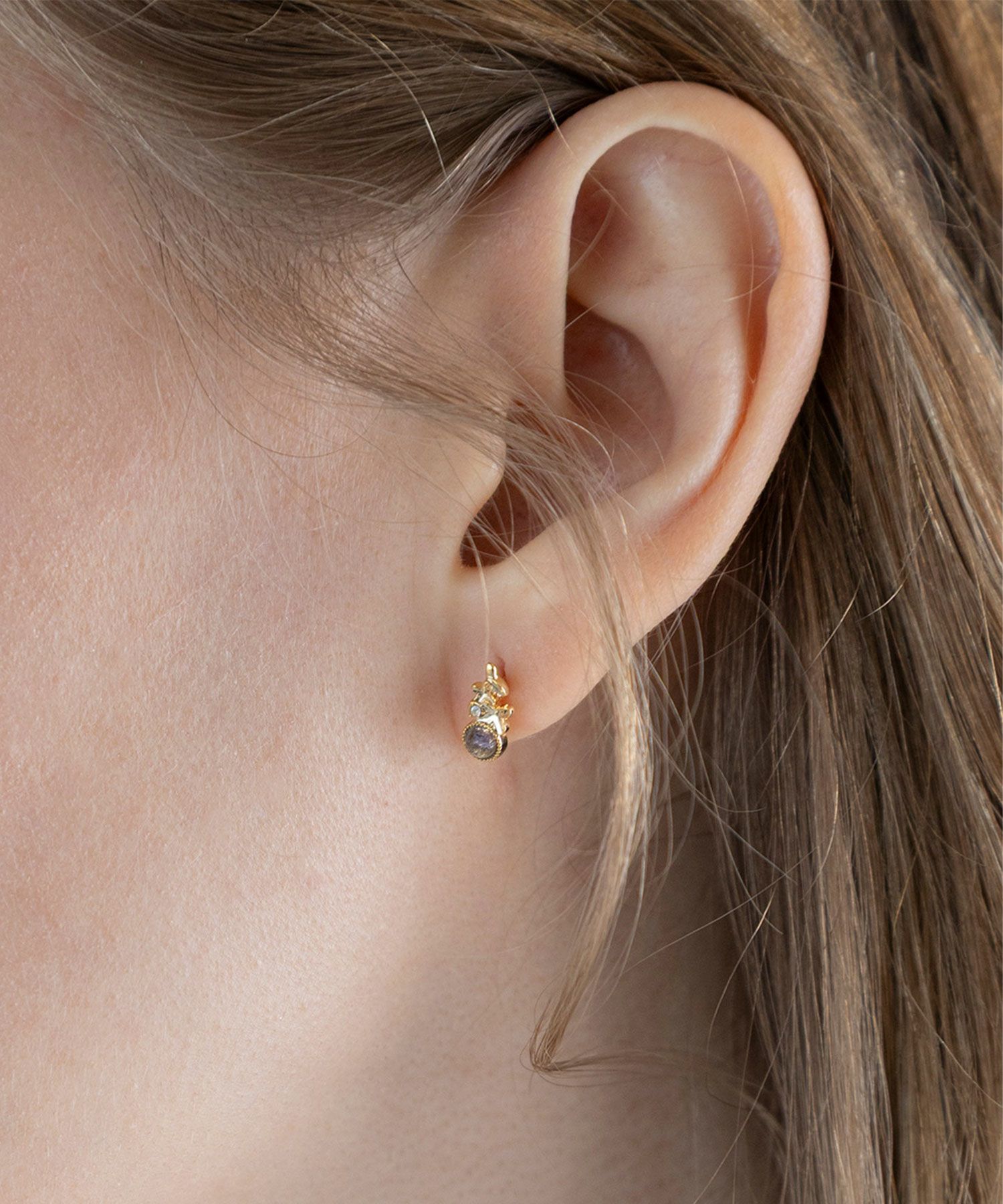 ナチュラルストーンキンモクセイノンホールイヤリング【MUK Dreamy stone】