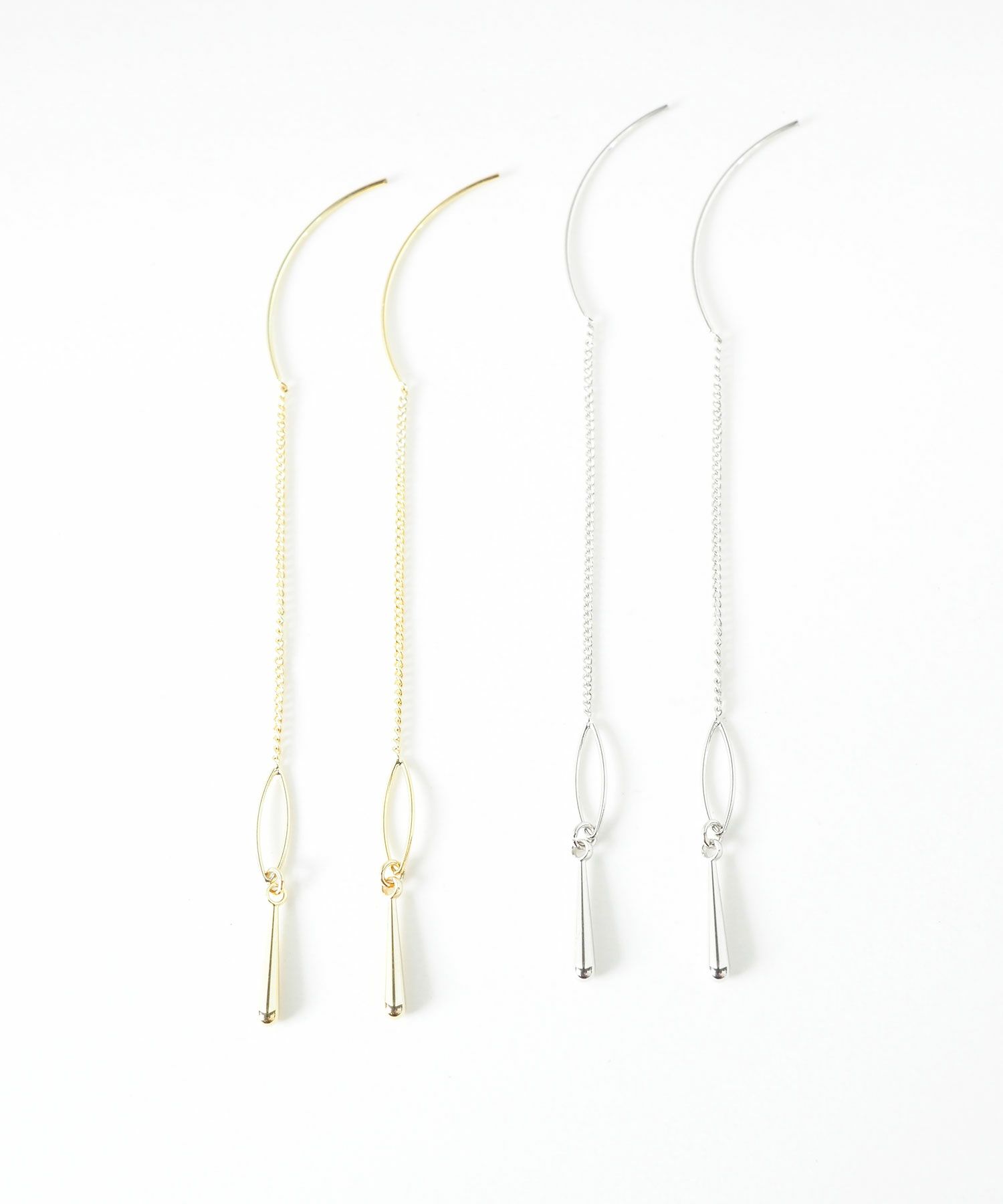 オーバルフレーム＆メタルドロップアメリカンピアス