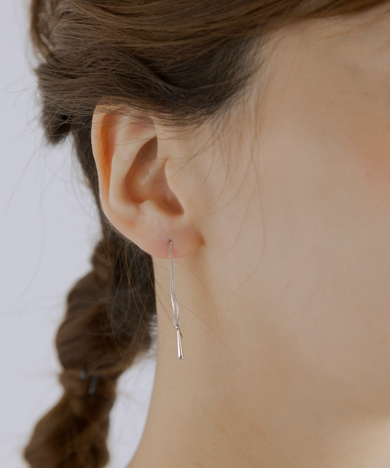 オーバルフレーム＆メタルドロップアメリカンピアス