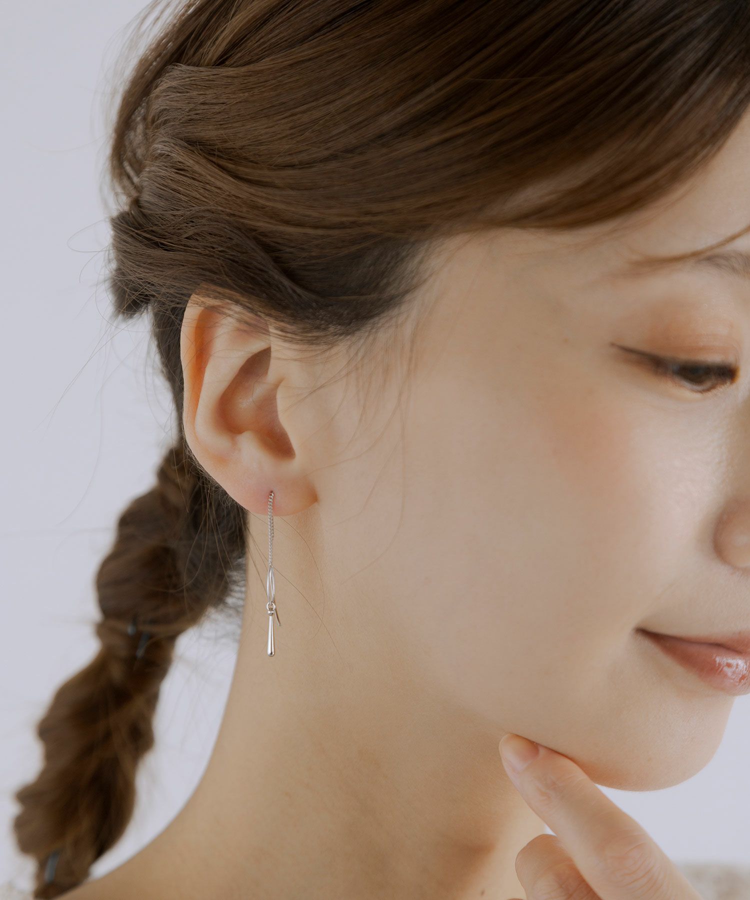 オーバルフレーム＆メタルドロップアメリカンピアス