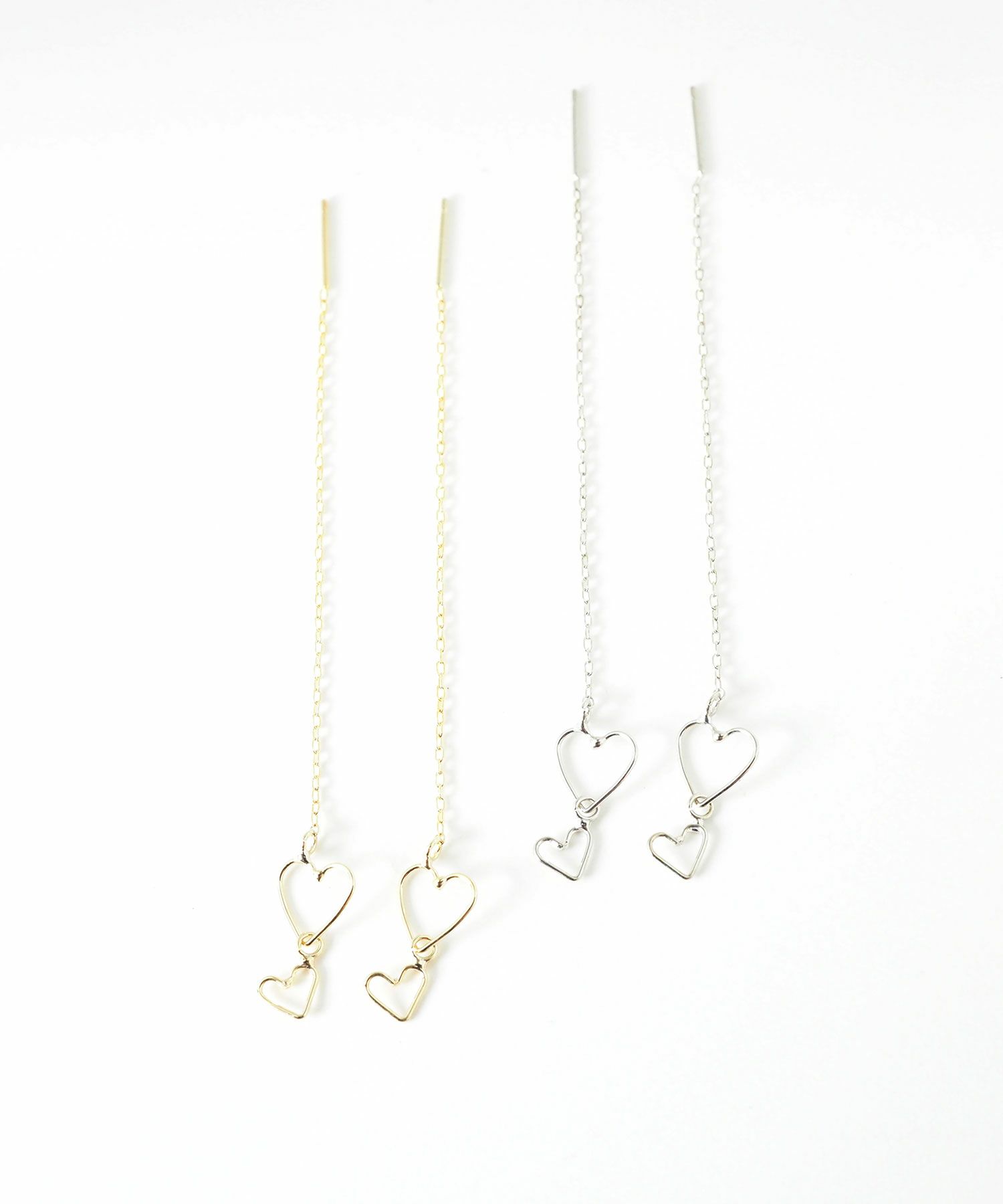 ダブルハートフレームアメリカンピアス