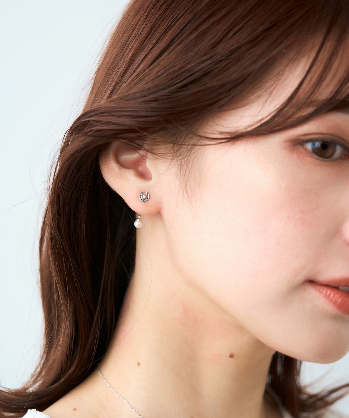 ホースシューパールバックキャッチピアス