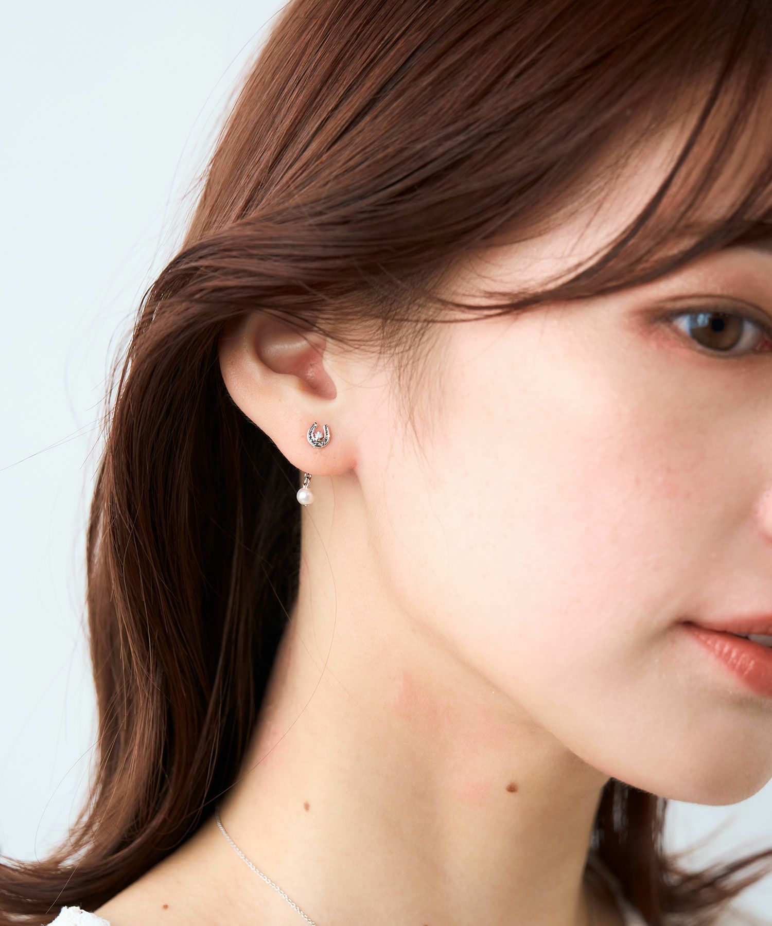 ホースシューパールバックキャッチピアス