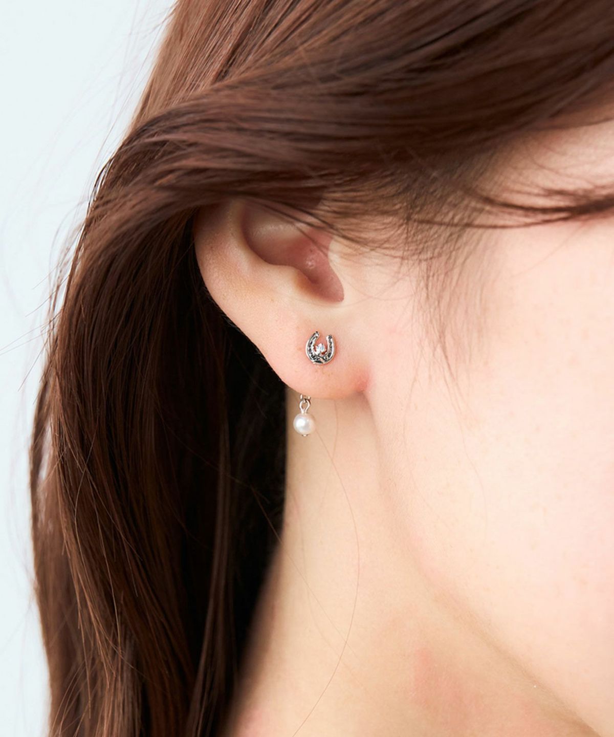 ホースシューパールバックキャッチピアス