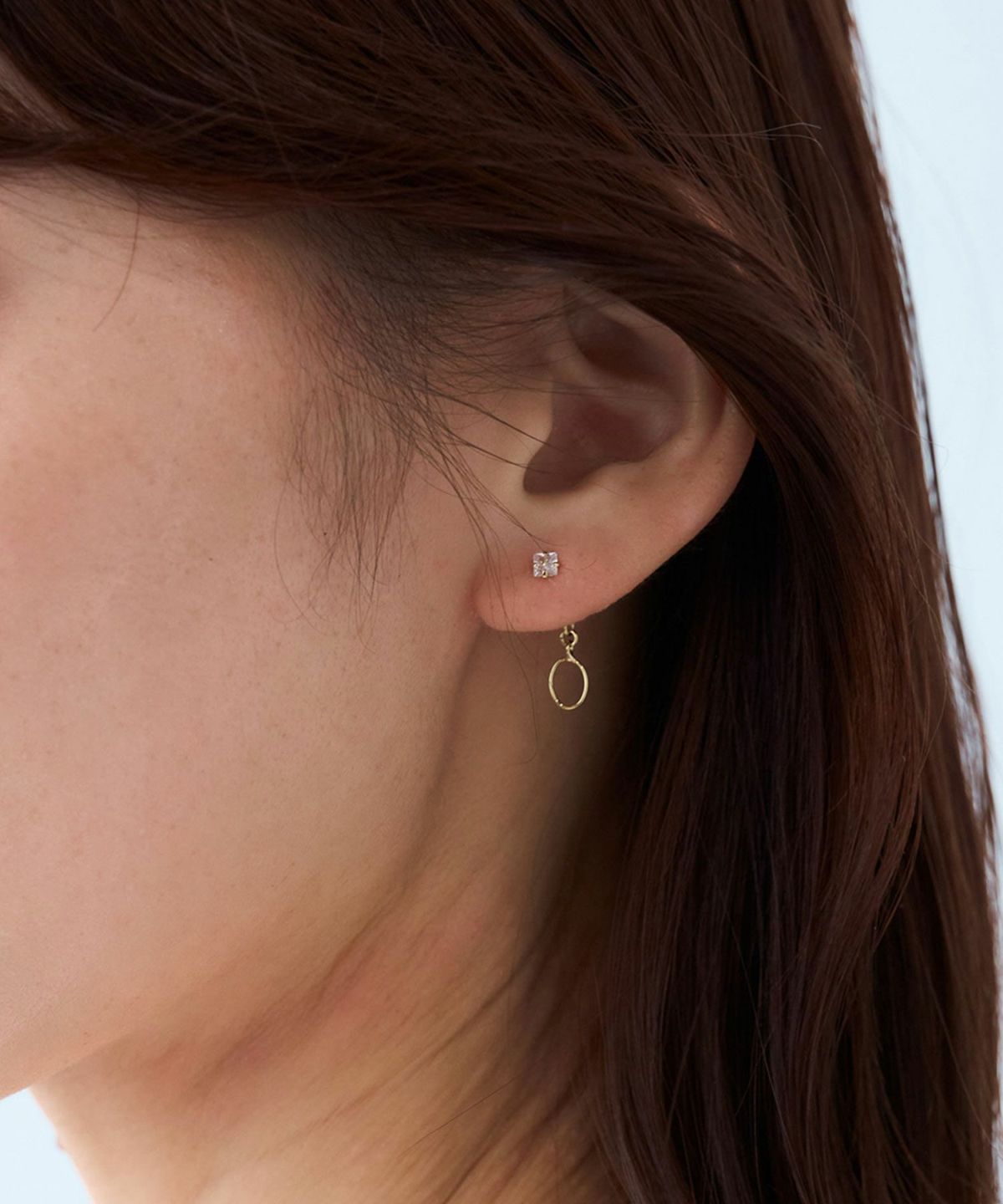 スクエアストーンバックキャッチピアス