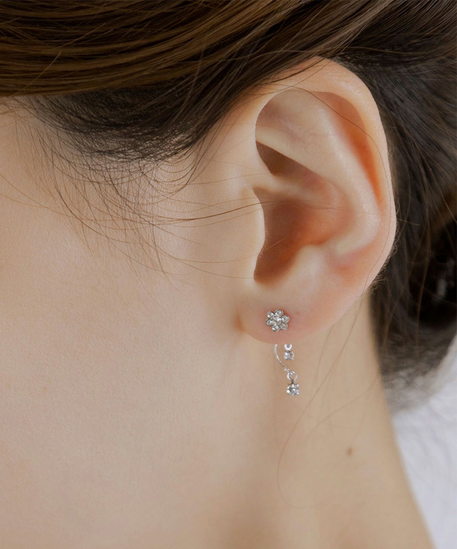 フラワービジューバックキャッチピアス