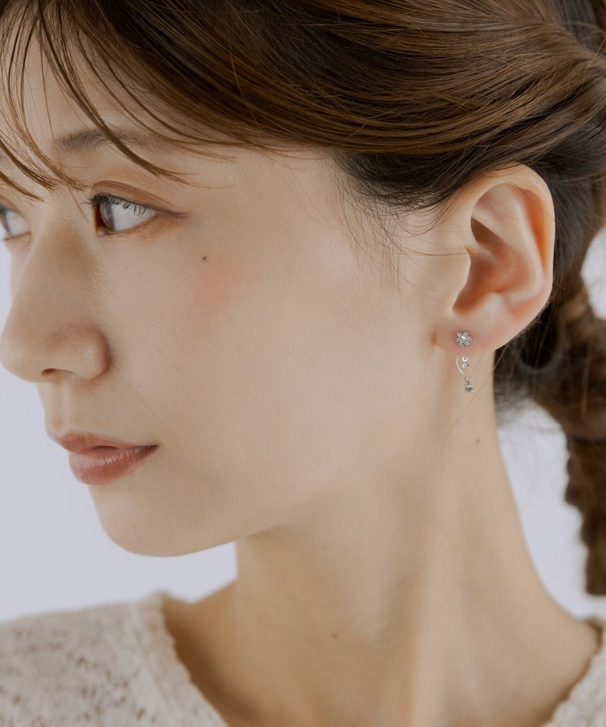 フラワービジューバックキャッチピアス