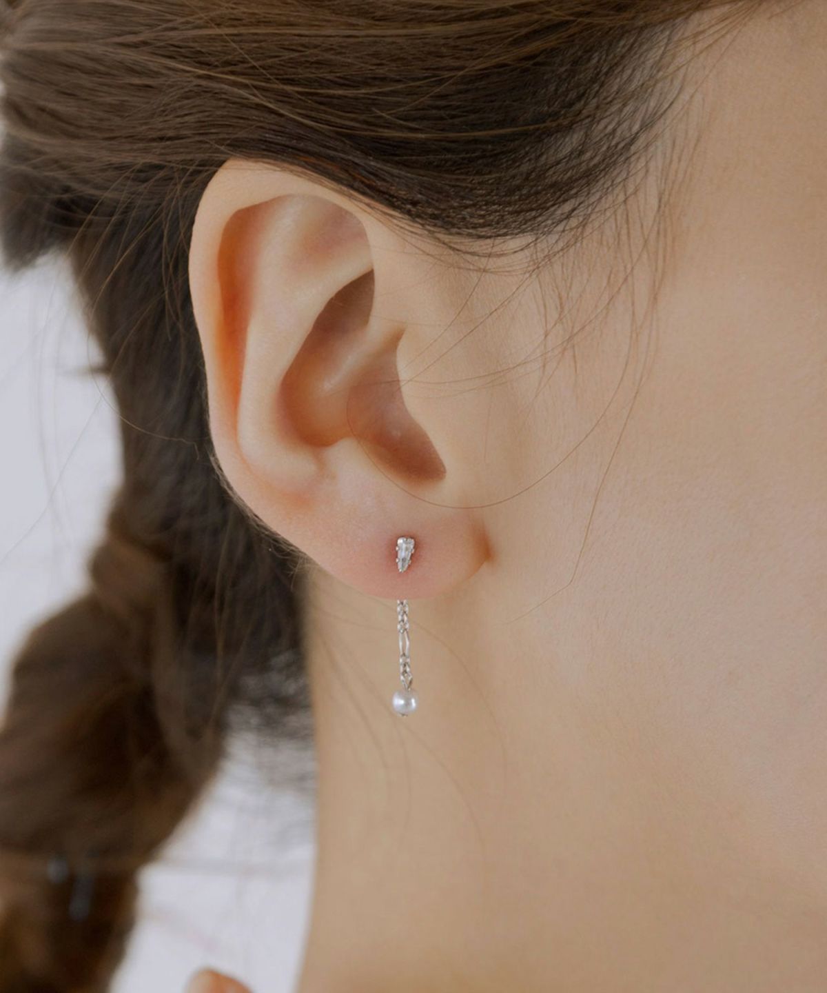 トライアングル＆パールバックキャッチピアス