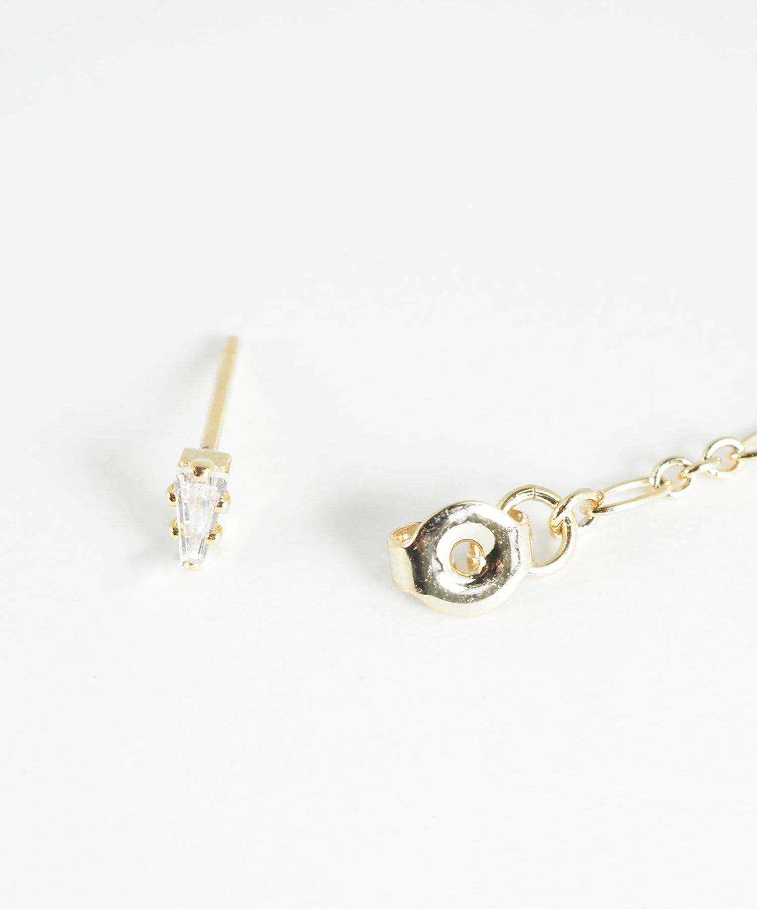 トライアングル＆パールバックキャッチピアス