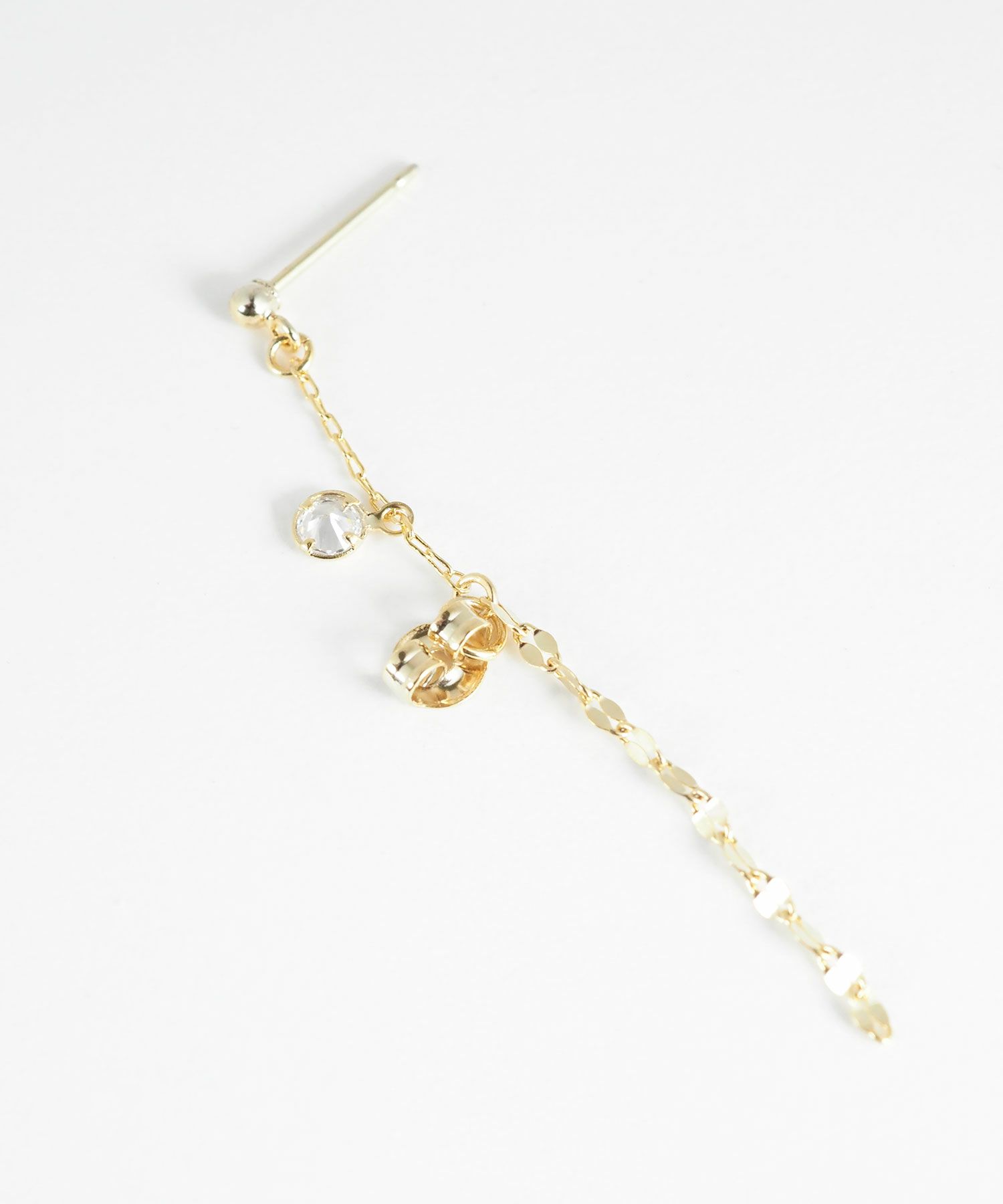 ビジュー＆ペタルチェーンバックキャッチピアス