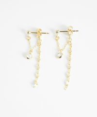 ビジュー＆ペタルチェーンバックキャッチピアス