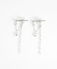 ビジュー＆ペタルチェーンバックキャッチピアス