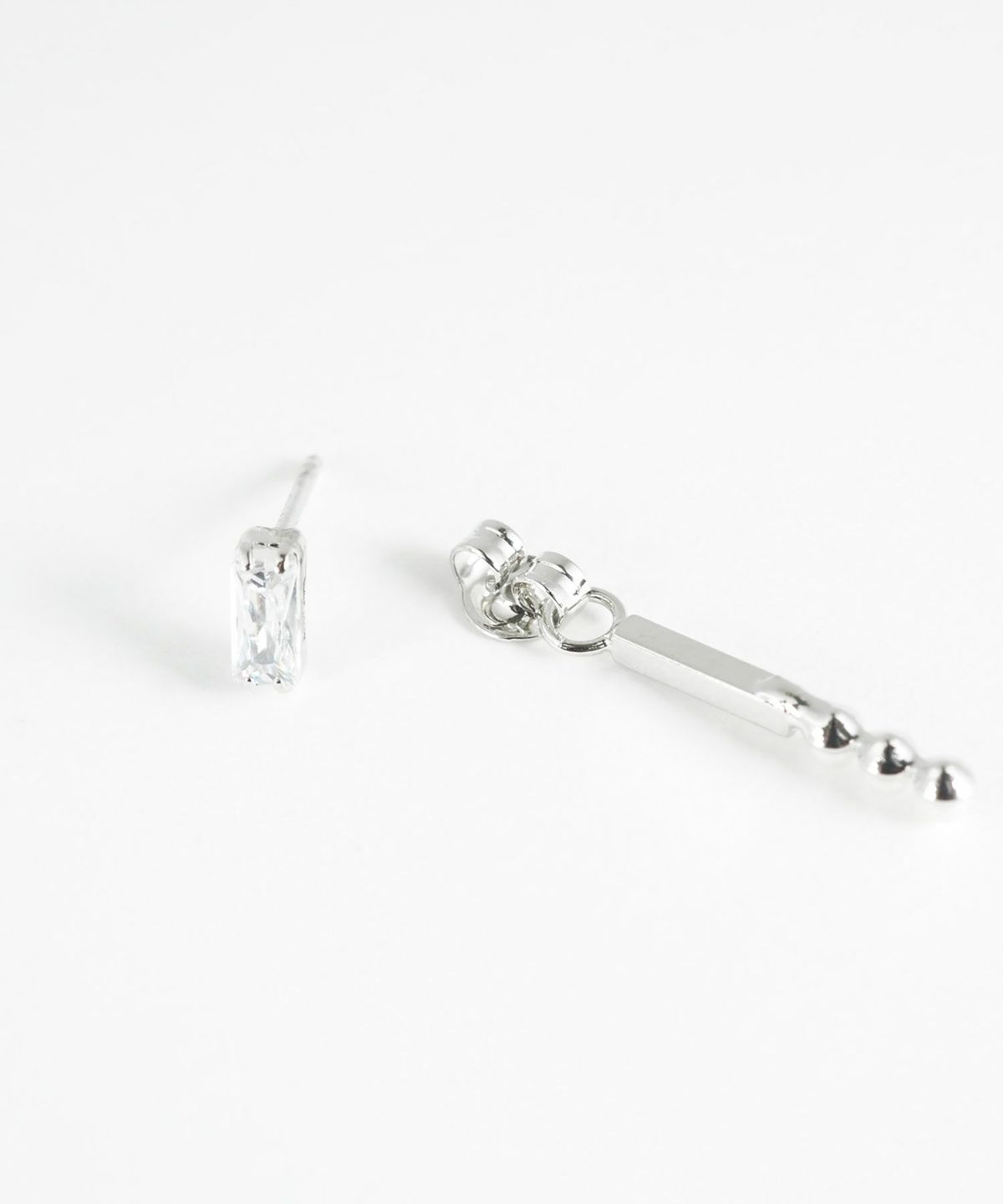 レクタングル＆バーパールバックキャッチピアス