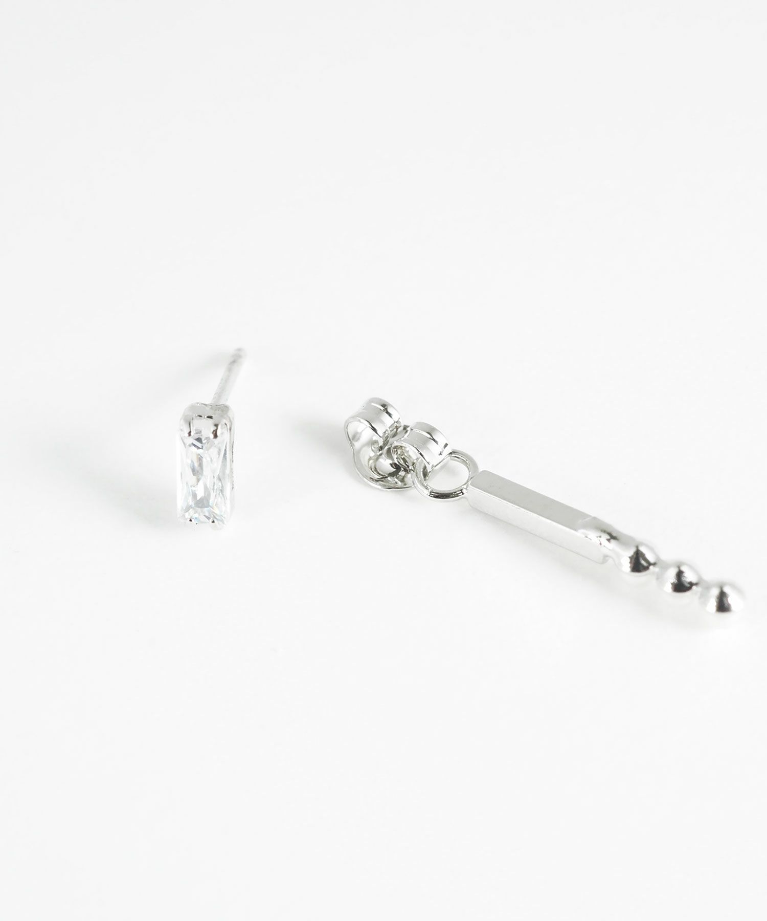 レクタングル＆バーパールバックキャッチピアス