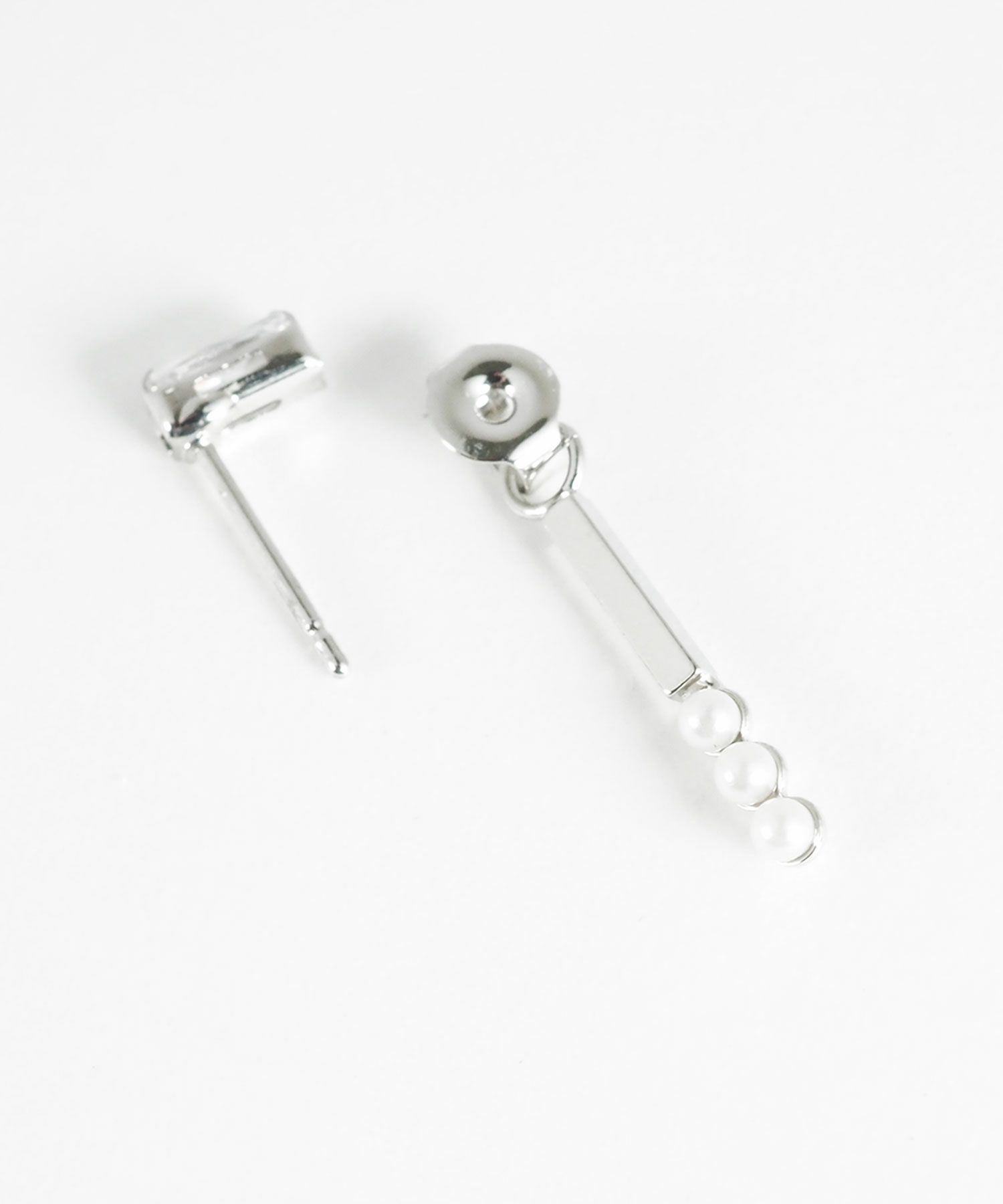 レクタングル＆バーパールバックキャッチピアス