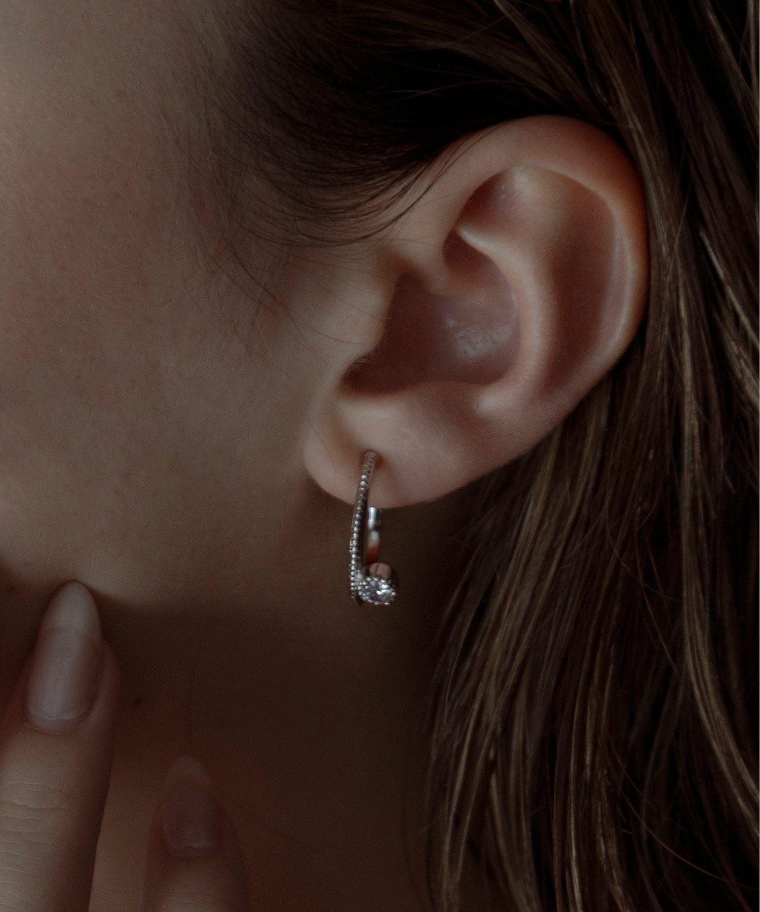 メタルキュービックジルコニアピアス